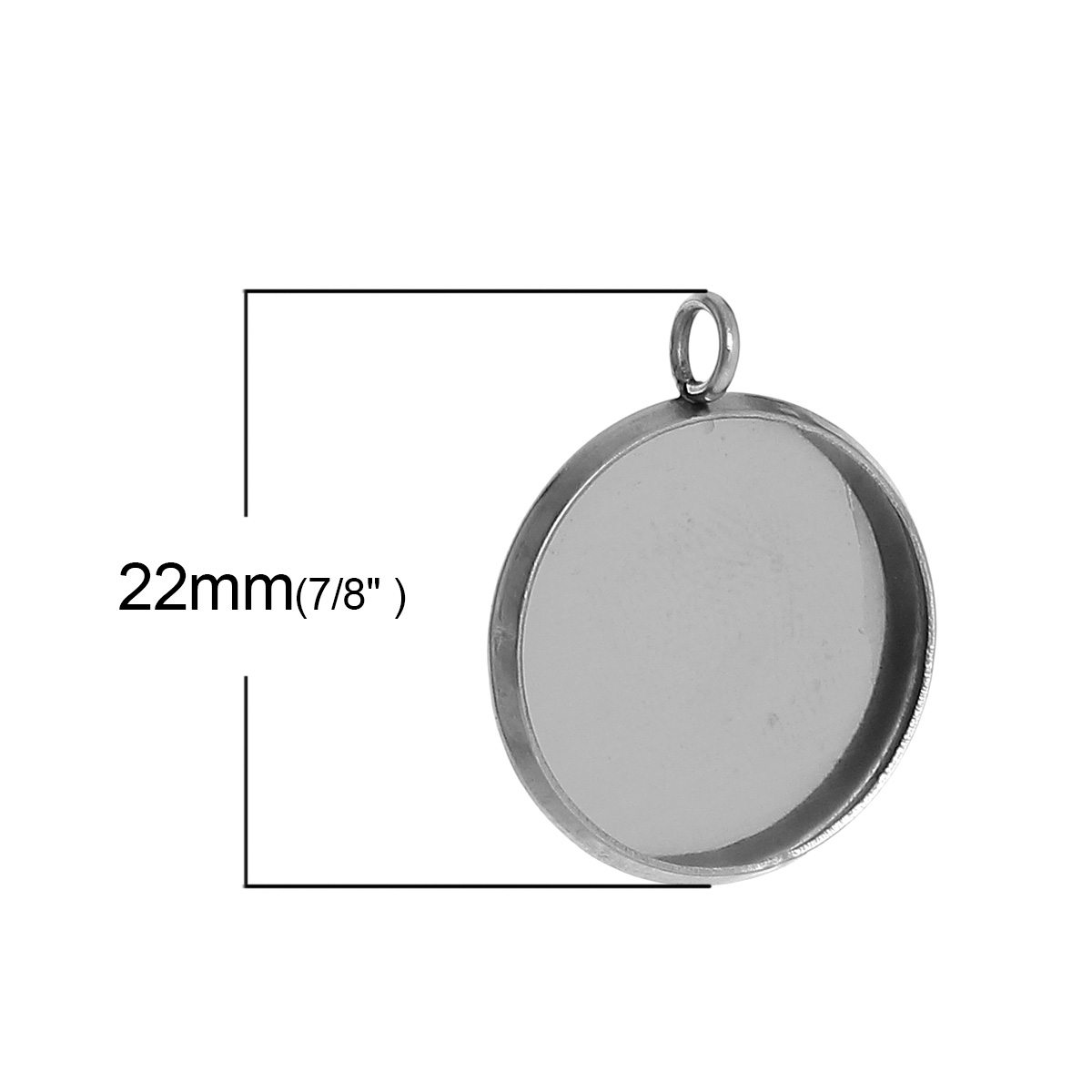 Bild von 304 Edelstahl Cabochon Fassung Anhänger Rund Silberfarbe (für 16mm D) 22mm x 18mm 20 Stück