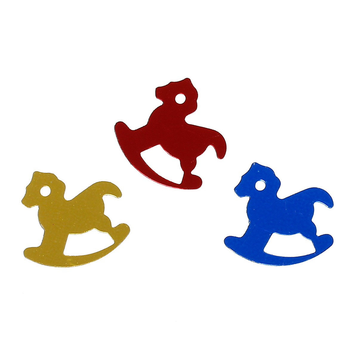 Picture of PVC Sequins Paillettes Rocking Horse At Random Mixed 14mm( 4/8") x 14mm( 4/8"), 50 Grams (Approx 1429 PCs/Packet)