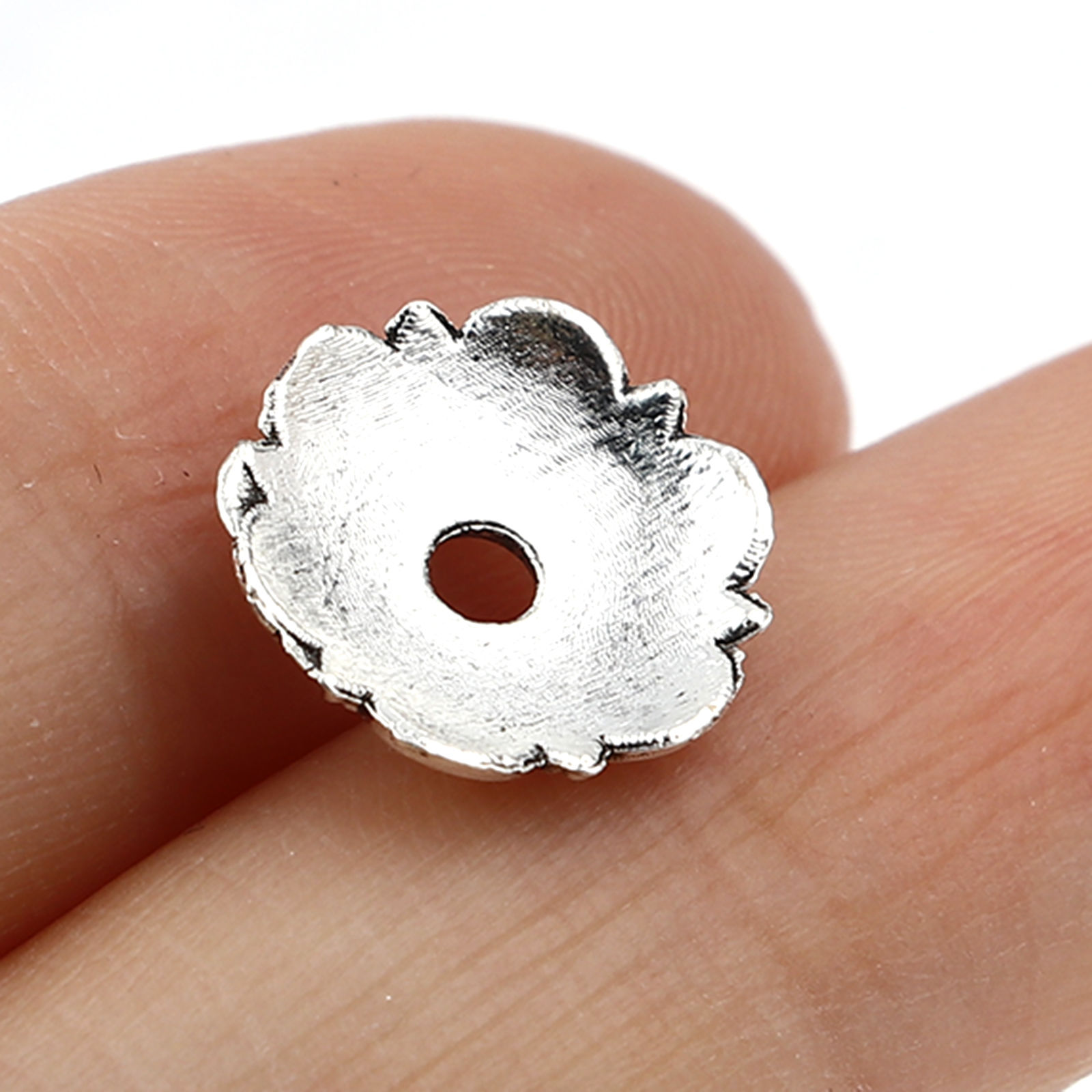 Изображение Цинковый Сплав Шапочки Для Бусин Цветы Античное Серебро (для 12мм бусины) 12мм x 12мм, 50 ШТ