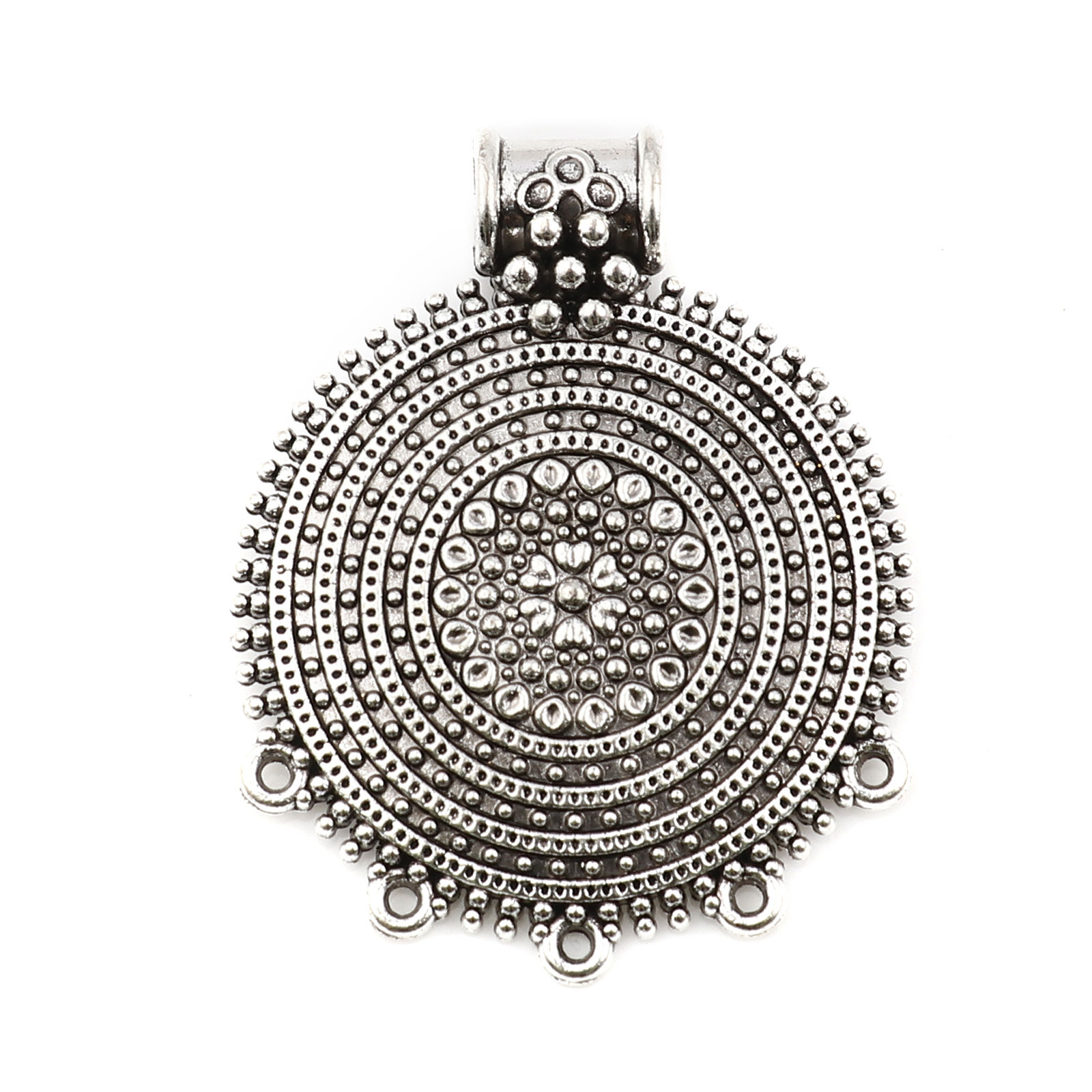 Picture of Zinc Based Alloy Chandelier Connectors Round Antique Silver Color Dot 48mm x 39mm, 5 PCs