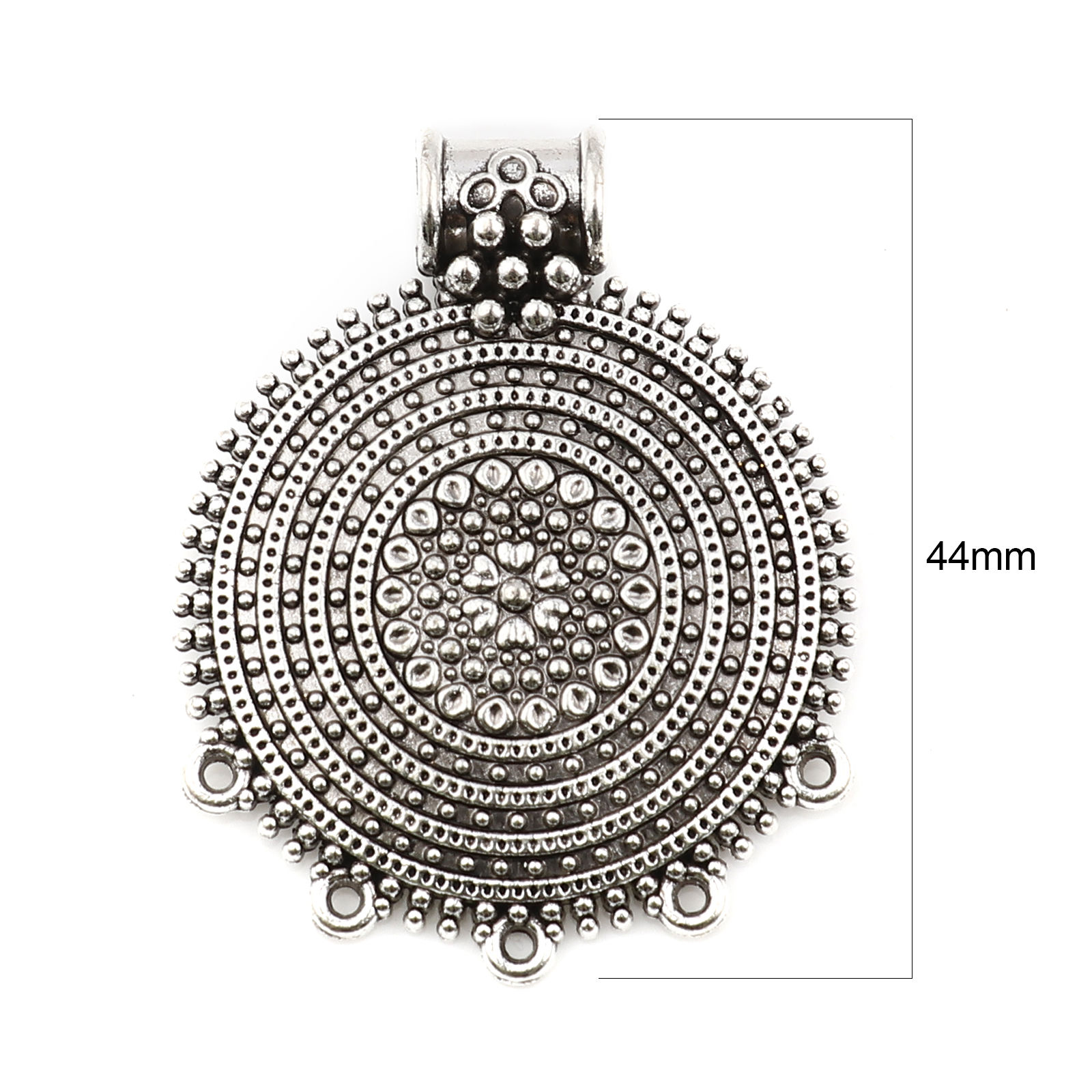 Picture of Zinc Based Alloy Chandelier Connectors Round Antique Silver Color Dot 48mm x 39mm, 5 PCs