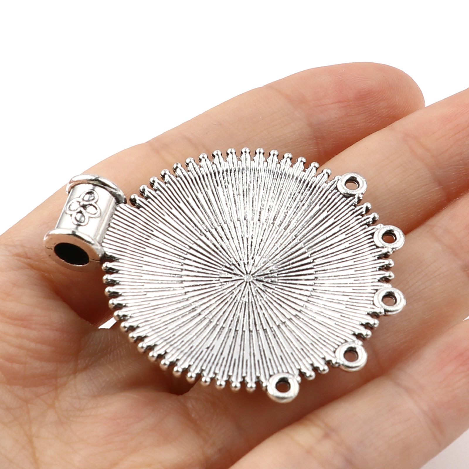 Picture of Zinc Based Alloy Chandelier Connectors Round Antique Silver Color Dot 48mm x 39mm, 5 PCs