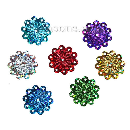 Picture of PVC Sequins Paillettes Christmas Plum Blossom At Random Mixed 19mm( 6/8") x 18mm( 6/8") , 100 Grams (Approx 1250 PCs/Packet)