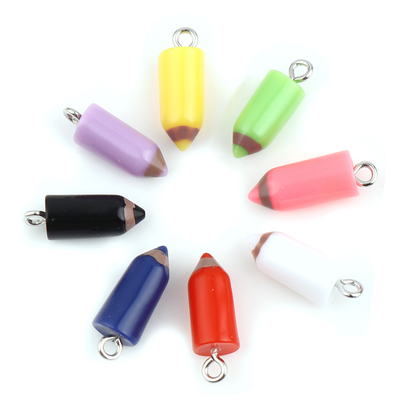 Picture of Resin College Jewelry Charms Pencil At Random Color Mixed 19mm x 7mm, 1 Packet ( 10 PCs/Packet)