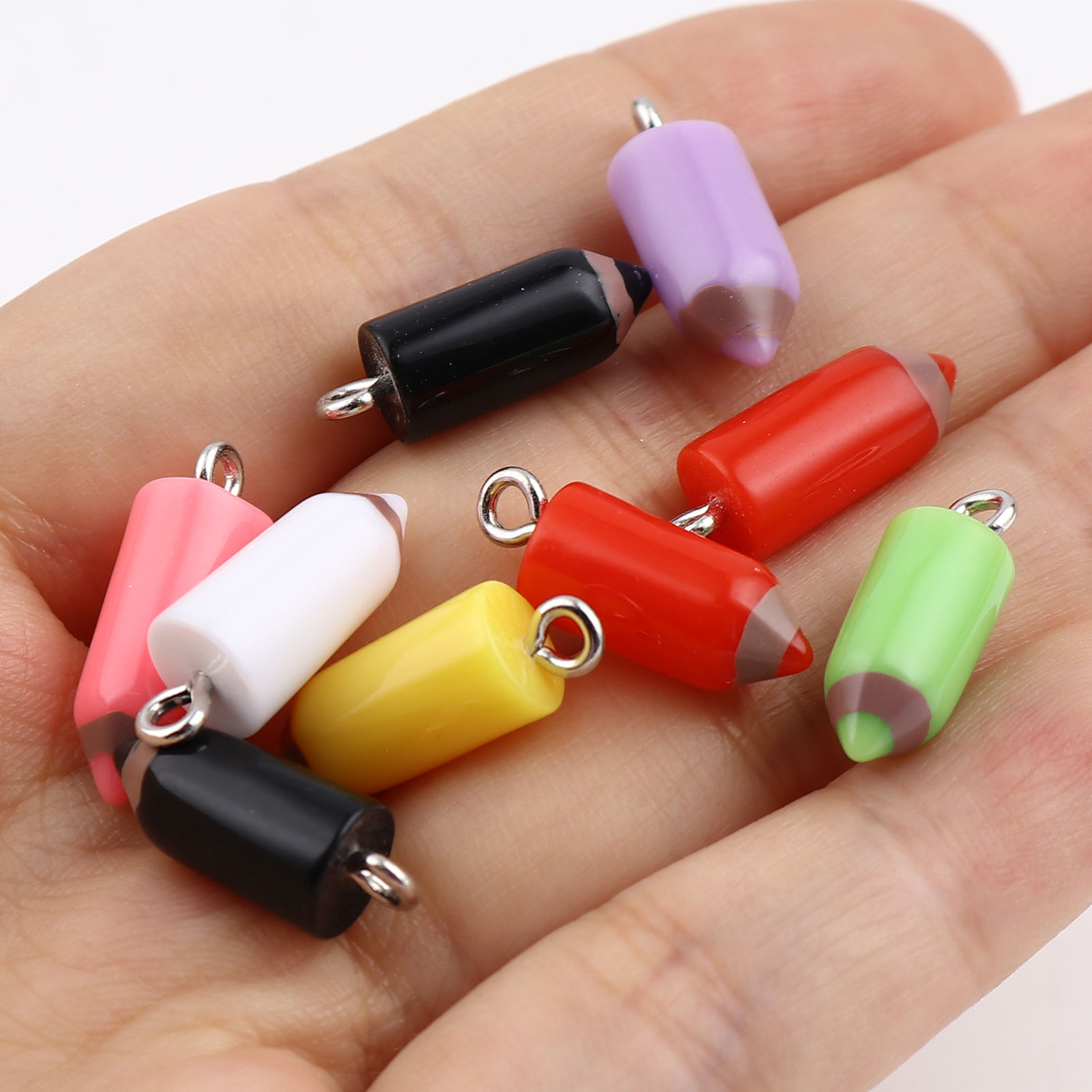 Picture of Resin College Jewelry Charms Pencil At Random Color Mixed 19mm x 7mm, 1 Packet ( 10 PCs/Packet)