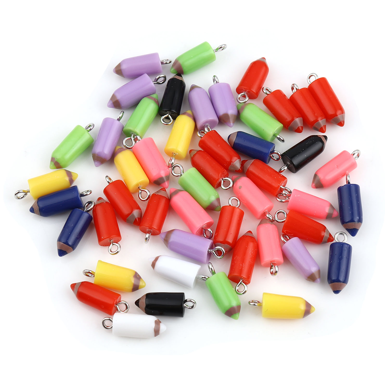 Picture of Resin College Jewelry Charms Pencil At Random Color Mixed 19mm x 7mm, 1 Packet ( 10 PCs/Packet)