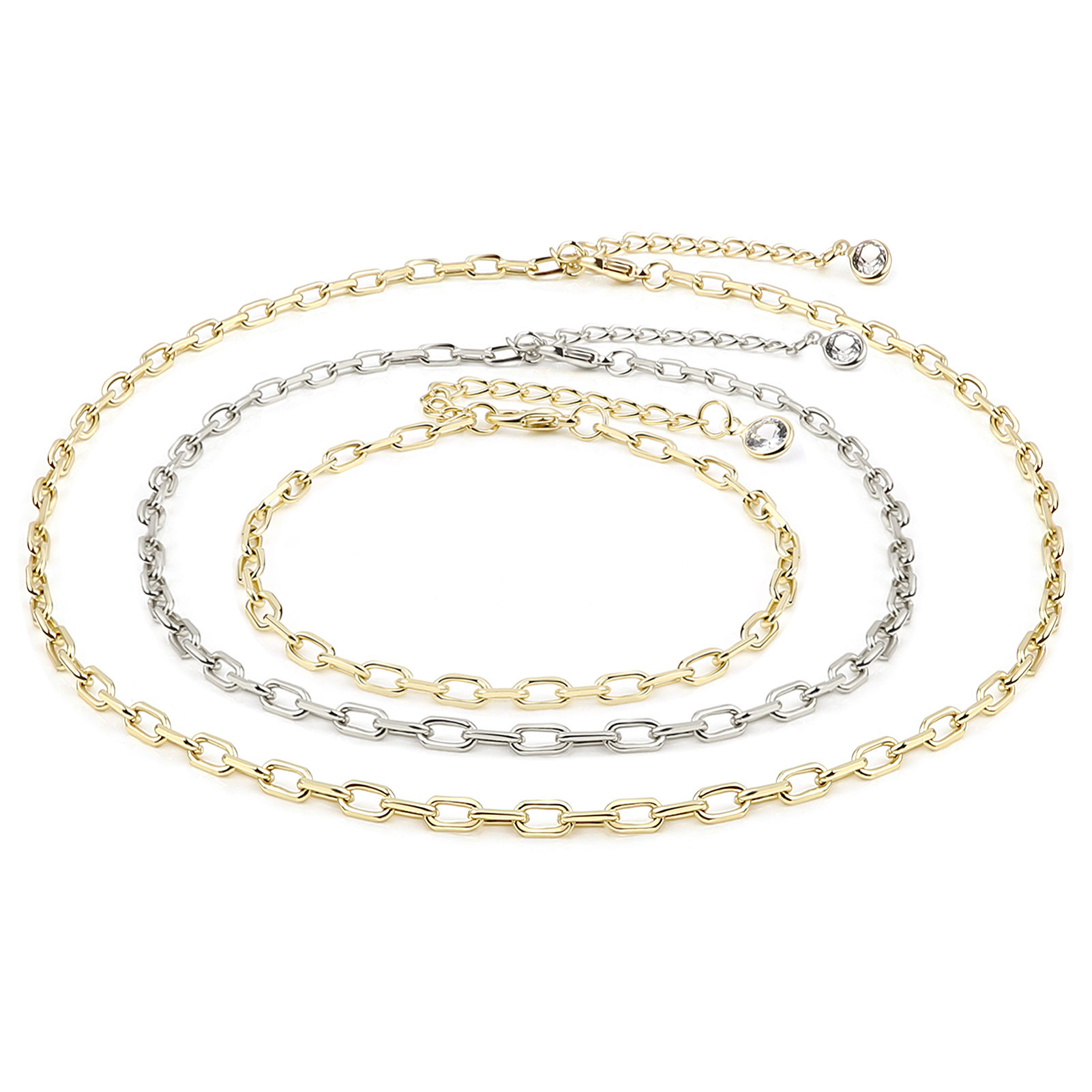 Bild von Kupfer & Kubisch Zirkonia Armband Platin plattiert Büroklammer Klar Zirkonia 19.8cm lange, 1 Strang