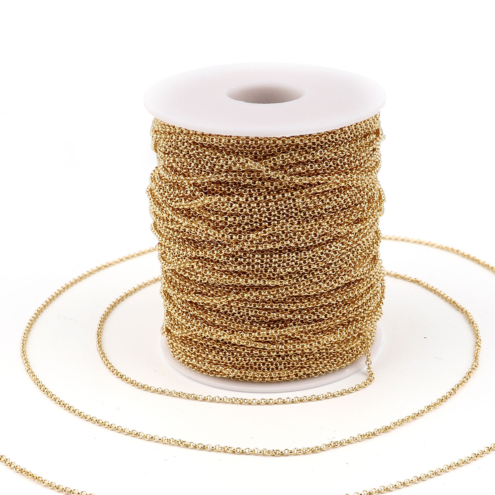 Imagen de Latón Cable Cadena Cruz Oro Real Chapado 2x2mm, 1 M