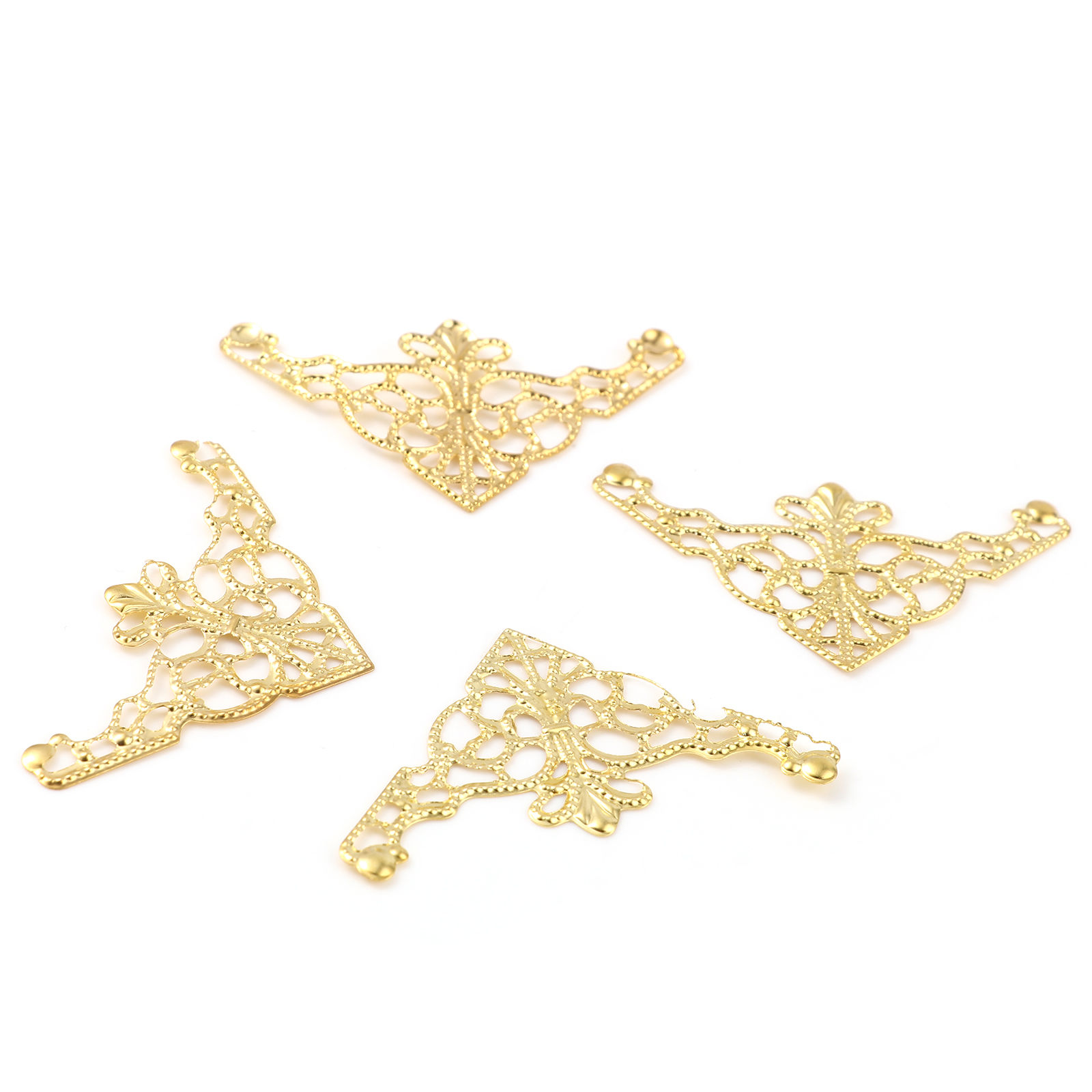 Picture of Iron Based Alloy Embellishments Triangle Gold Plated Filigree Filigree Stamping 48mm x 26mm, 50 PCs