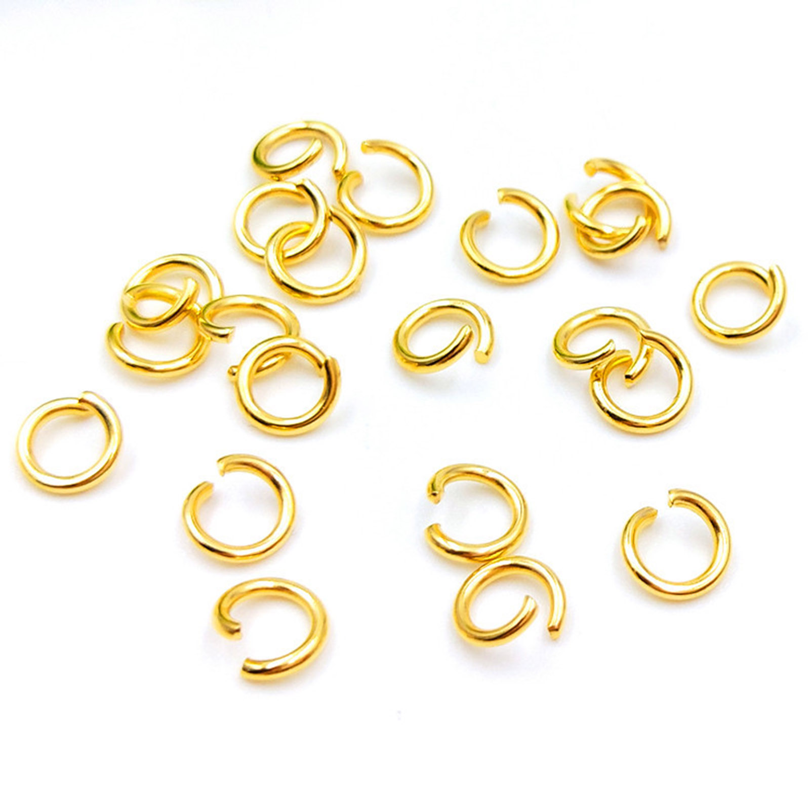 Picture of 20 PCs 3mm Dia., 0.4mm(26 gauge) Stainless Steel Open Jump Rings Findings For Jewelry Making 18K Real Gold Plated Round