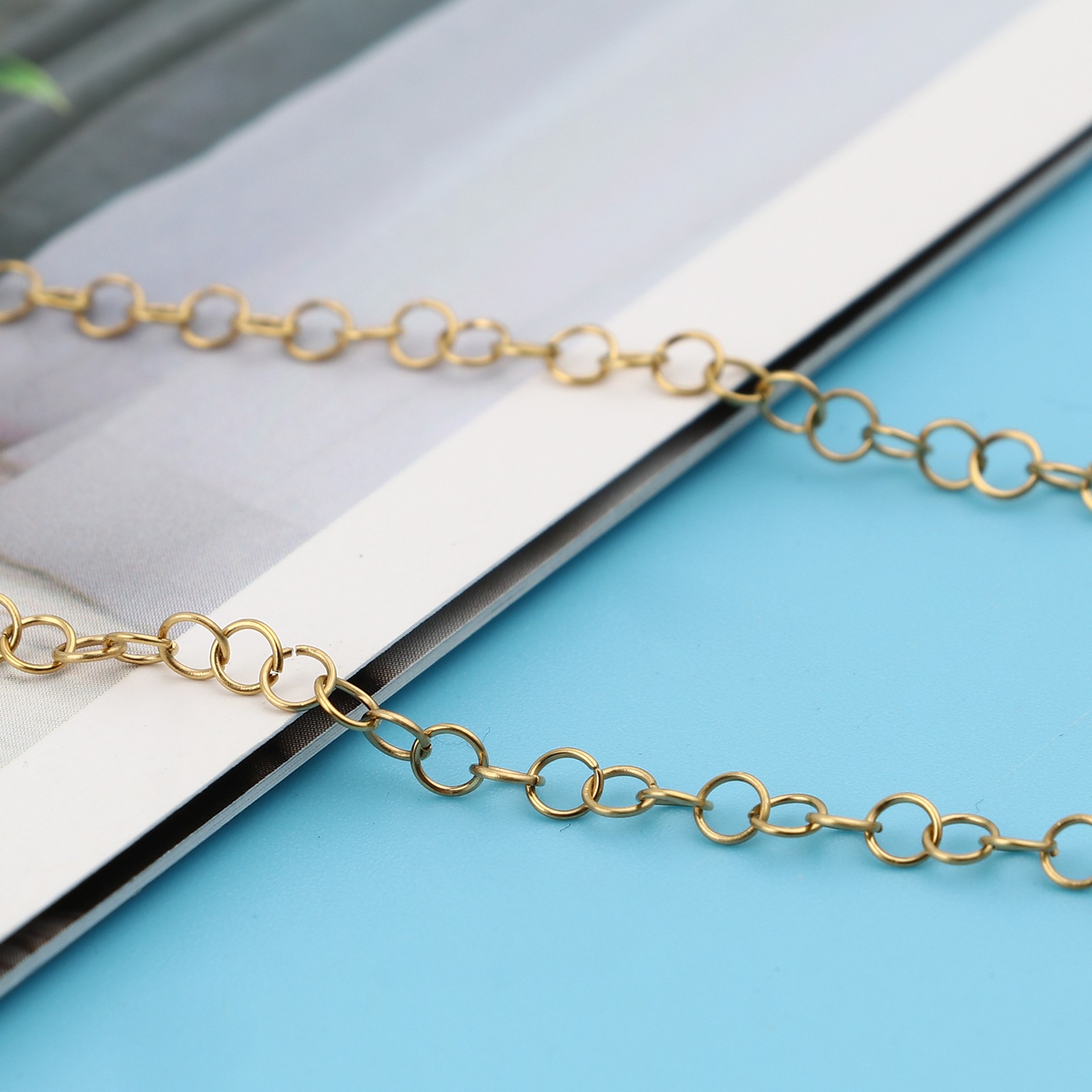 Picture of 20 PCs 3mm Dia., 0.4mm(26 gauge) Stainless Steel Open Jump Rings Findings For Jewelry Making 18K Real Gold Plated Round