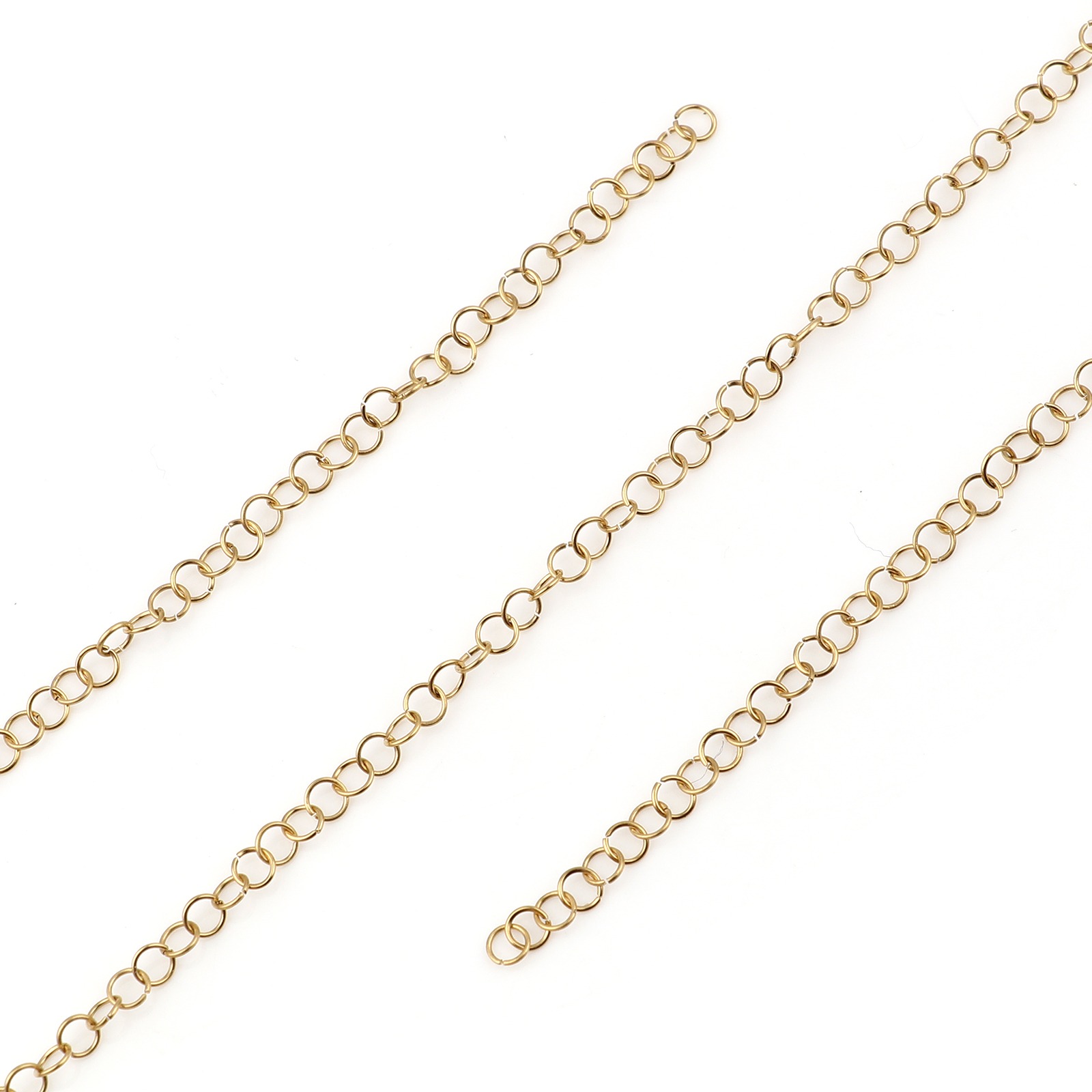 Picture of 20 PCs 3mm Dia., 0.4mm(26 gauge) Stainless Steel Open Jump Rings Findings For Jewelry Making 18K Real Gold Plated Round