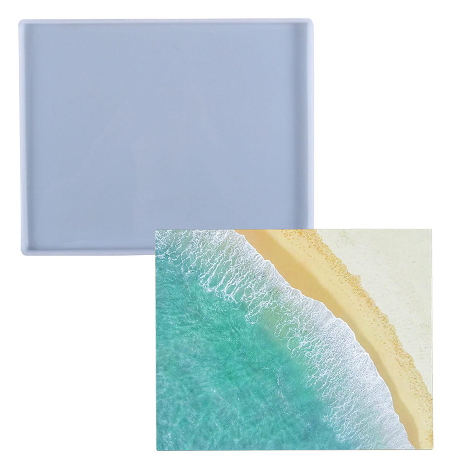 Picture of Silicone Resin Mold For Jewelry Making Table Decoration Rectangle White 26cm x 21cm, 1 Piece