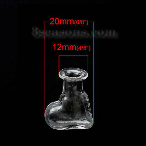 Bild von Transparent Glas Mini Wunschflasche Fläschchen Schuhförmig 25mm x 20mm, 5 Stücke