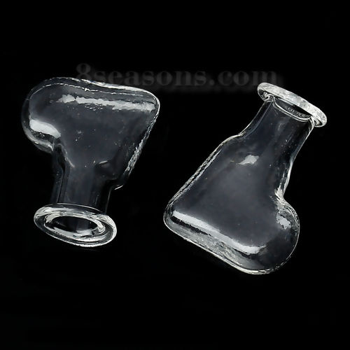 Bild von Transparent Glas Mini Wunschflasche Fläschchen Schuhförmig 25mm x 20mm, 5 Stücke