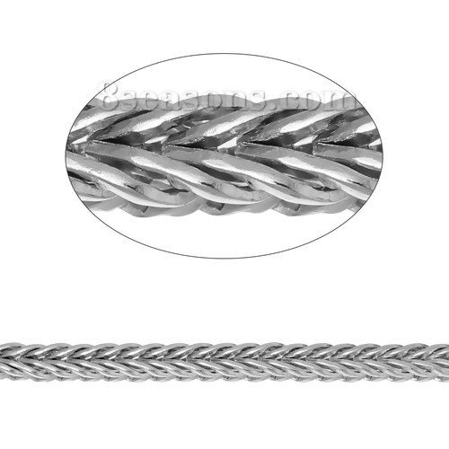 Picture of Iron Based Alloy Foxtail Chain Findings Silver Tone 2.2x2mm( 1/8"x1/8"), 2 M