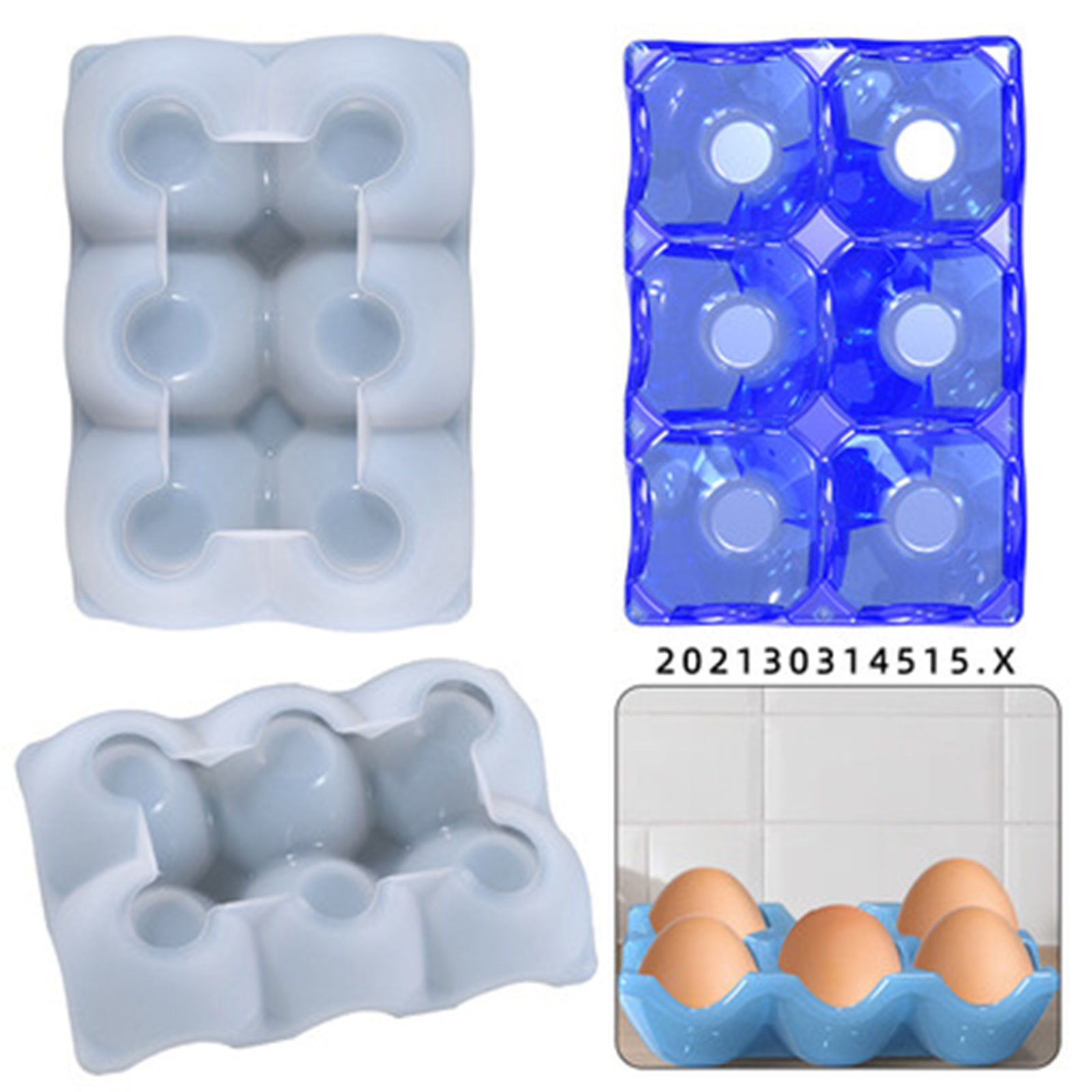 Picture of Silicone Resin Mold For Jewelry Making Egg Grid Storage Ornaments White 14.5cm x 10cm, 1 Piece