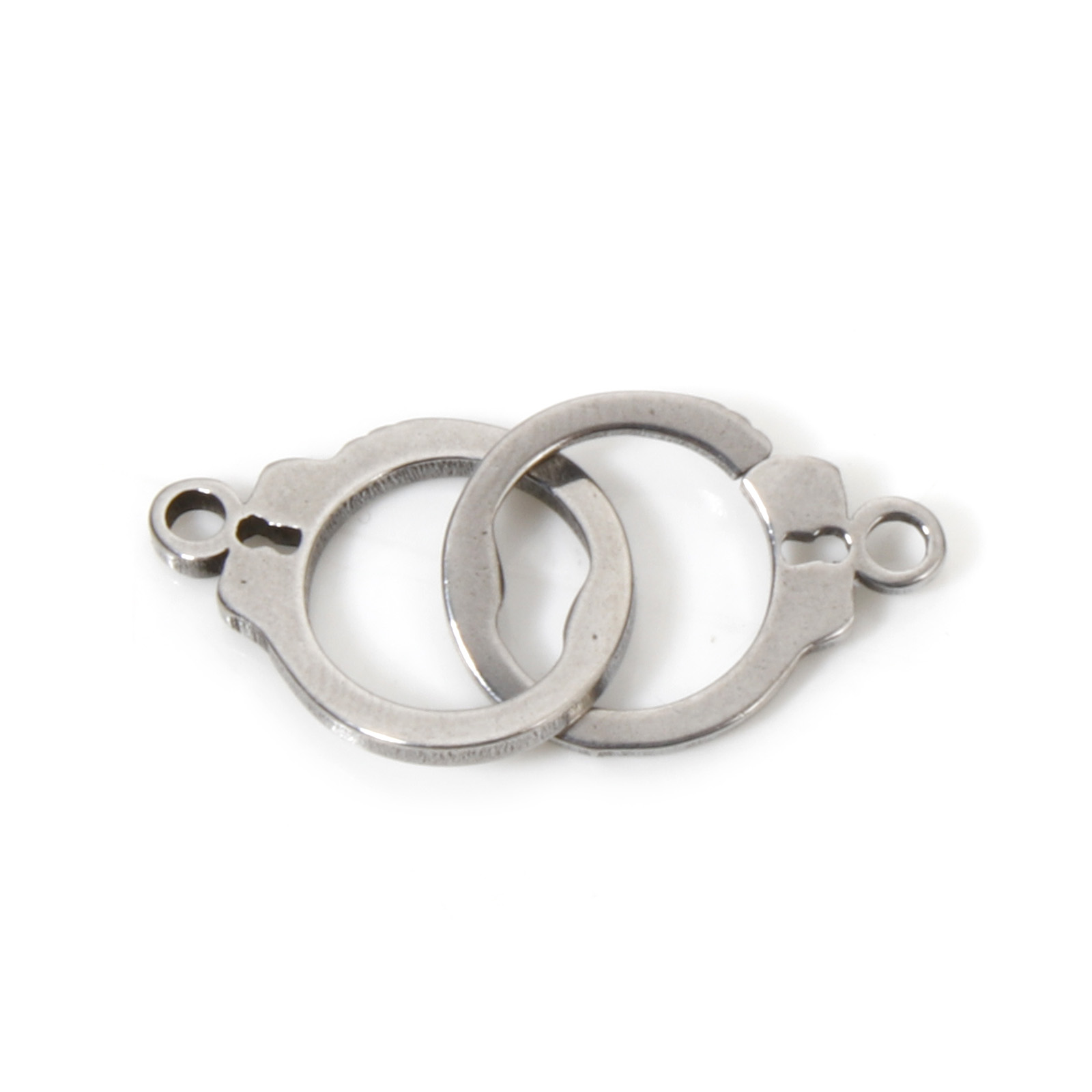 Picture of Stainless Steel Connectors Handcuffs Silver Tone 28mm x 12mm, 5 Sets