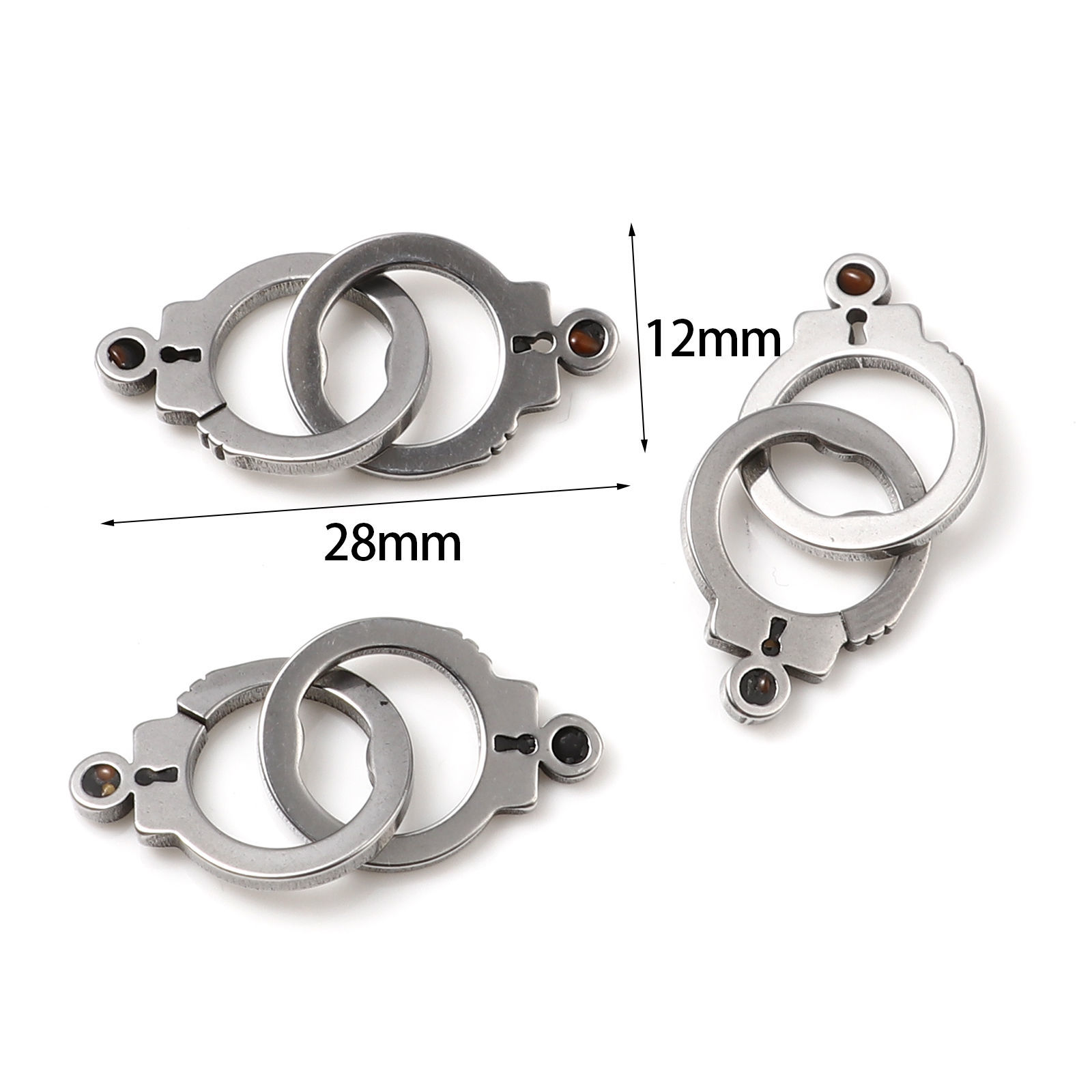 Picture of Stainless Steel Connectors Handcuffs Silver Tone 28mm x 12mm, 5 Sets