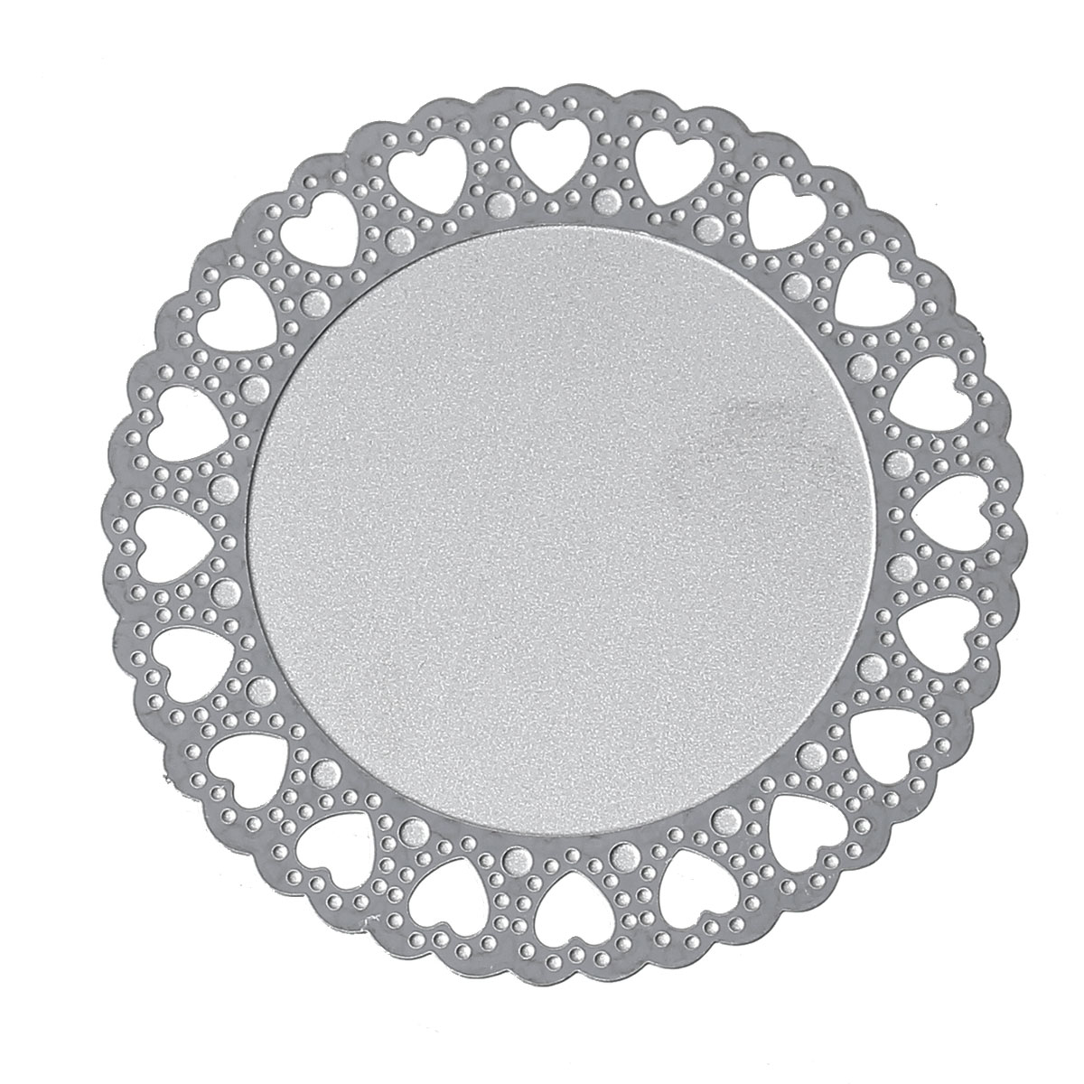 Picture of 304 Stainless Steel Filigree Stamping Embellishments Findings, Round Silver Tone, Hollow Heart Carved 3.8cm(1 4/8") Dia, 10 PCs