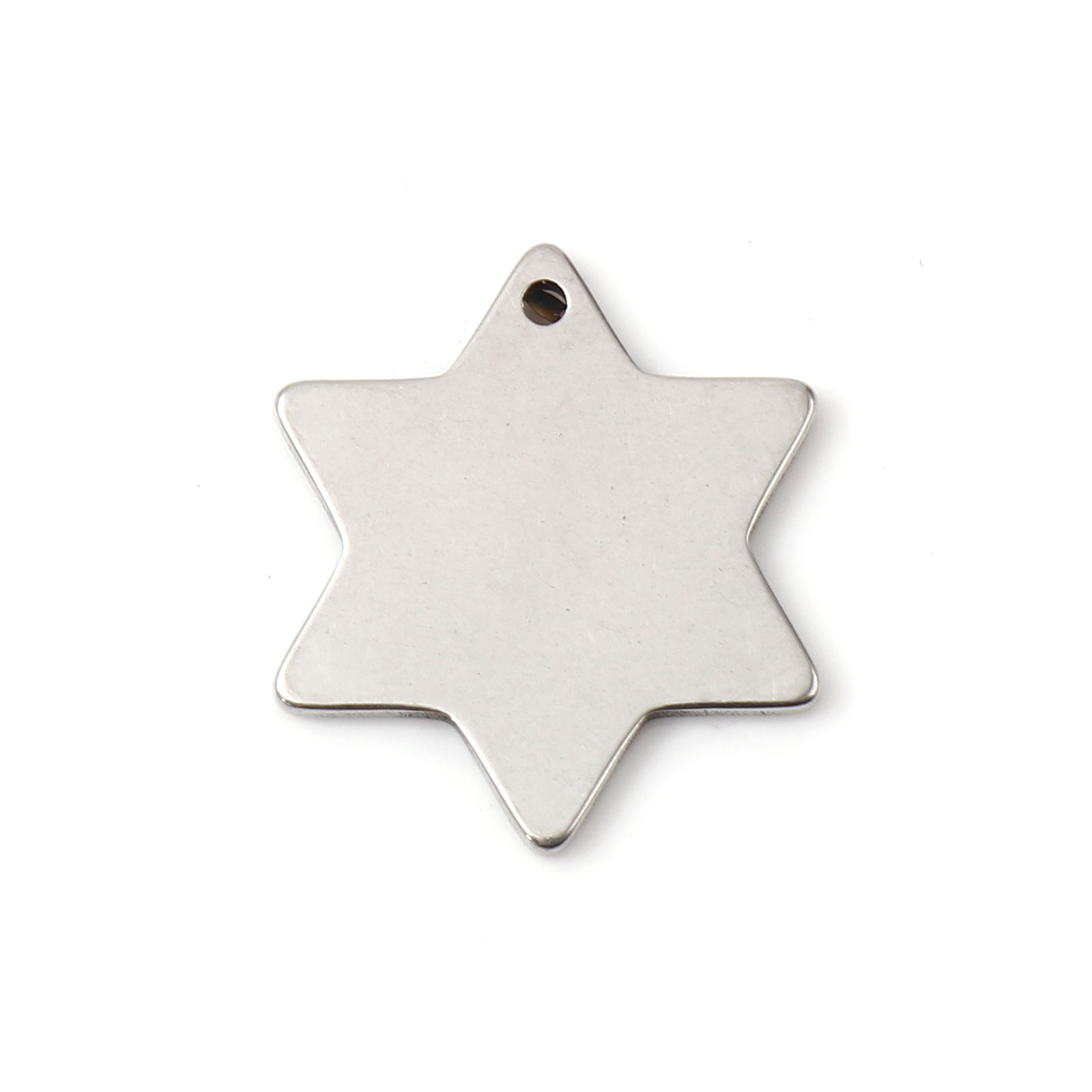 Picture of Stainless Steel Blank Stamping Tags Charms Star Silver Tone One-sided Polishing 21mm x 19mm, 5 PCs