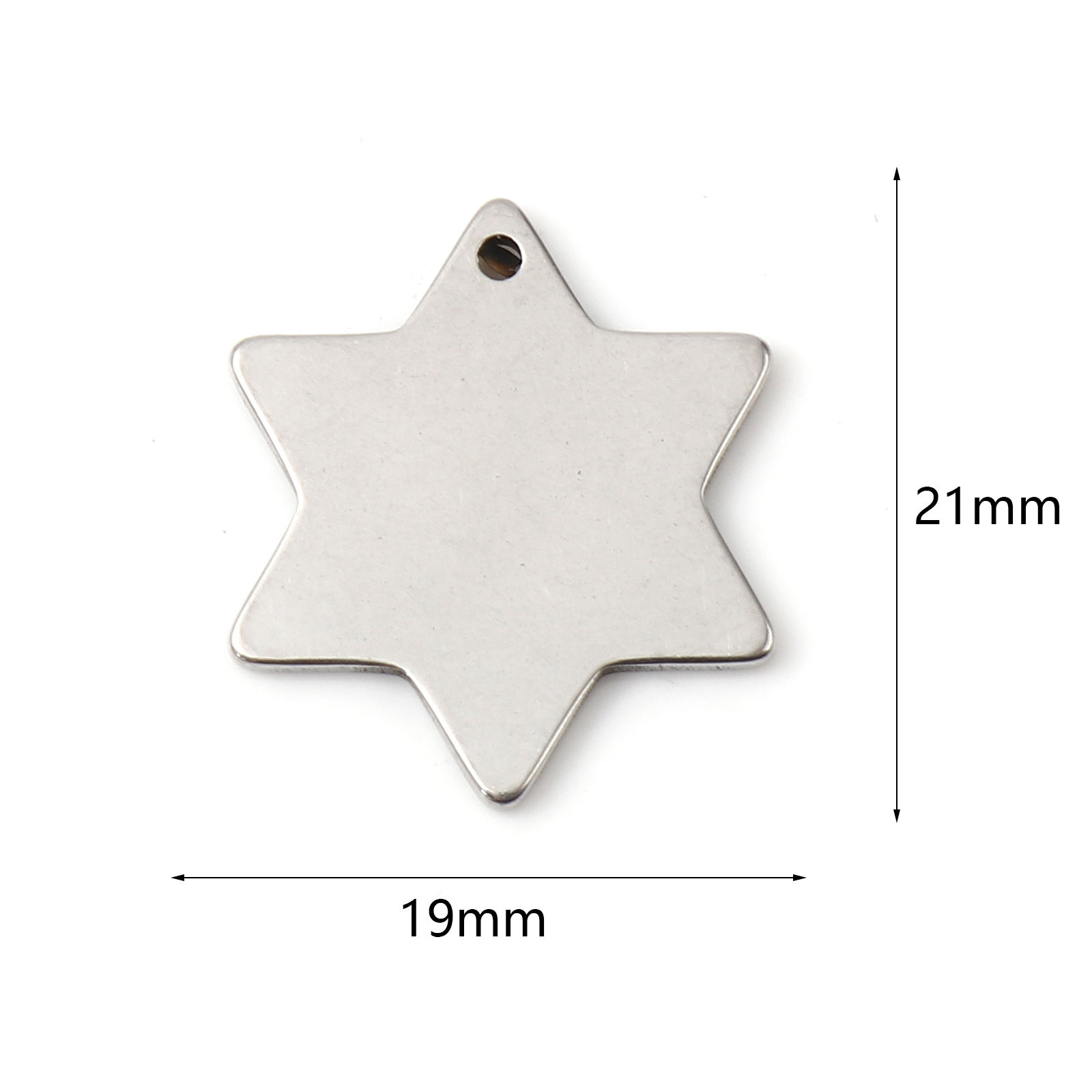 Picture of Stainless Steel Blank Stamping Tags Charms Star Silver Tone One-sided Polishing 21mm x 19mm, 5 PCs