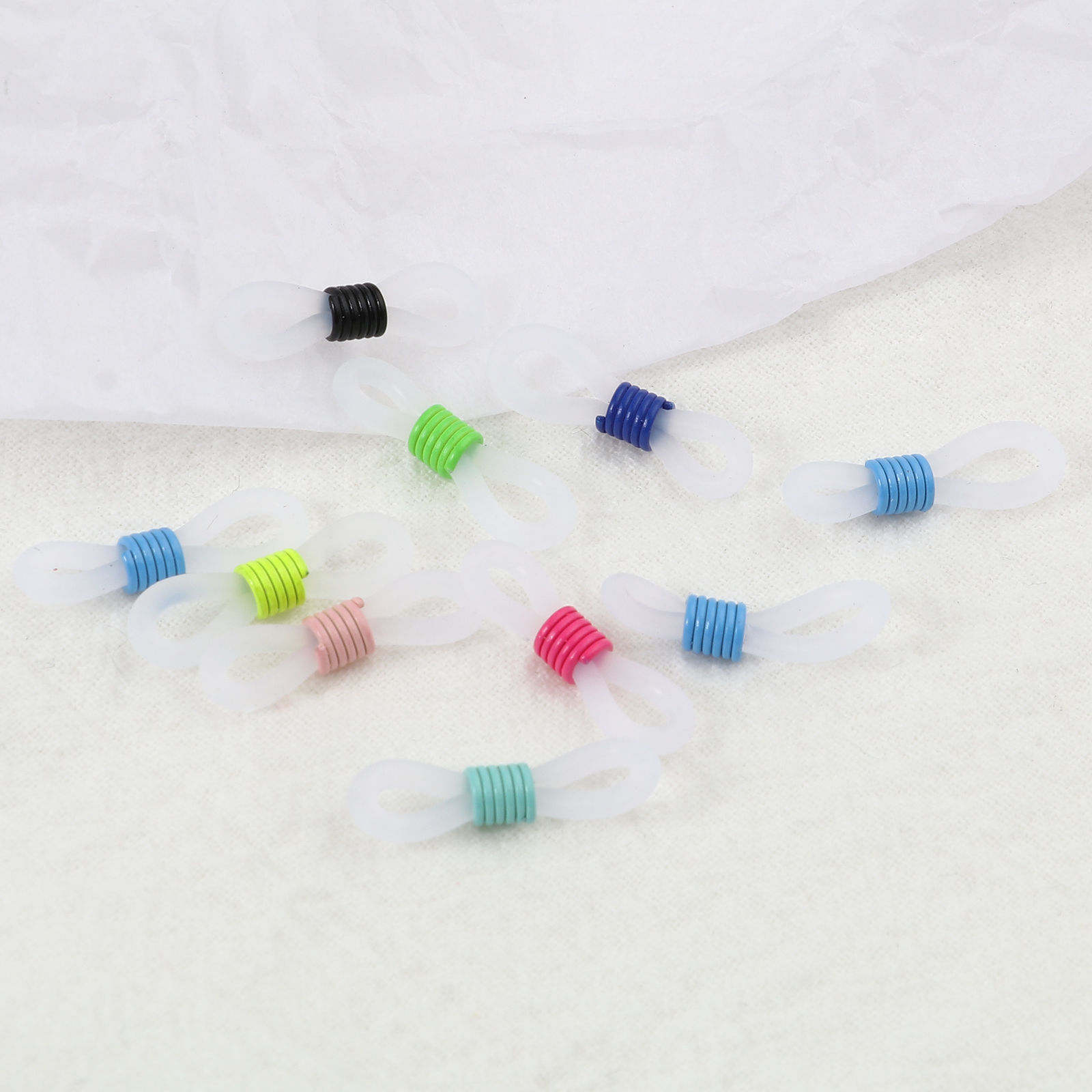 Picture of Silicone Mask Chain Glasses Chain Connectors At Random Color Mixed Infinity Symbol 21mm x 6mm, 50 PCs
