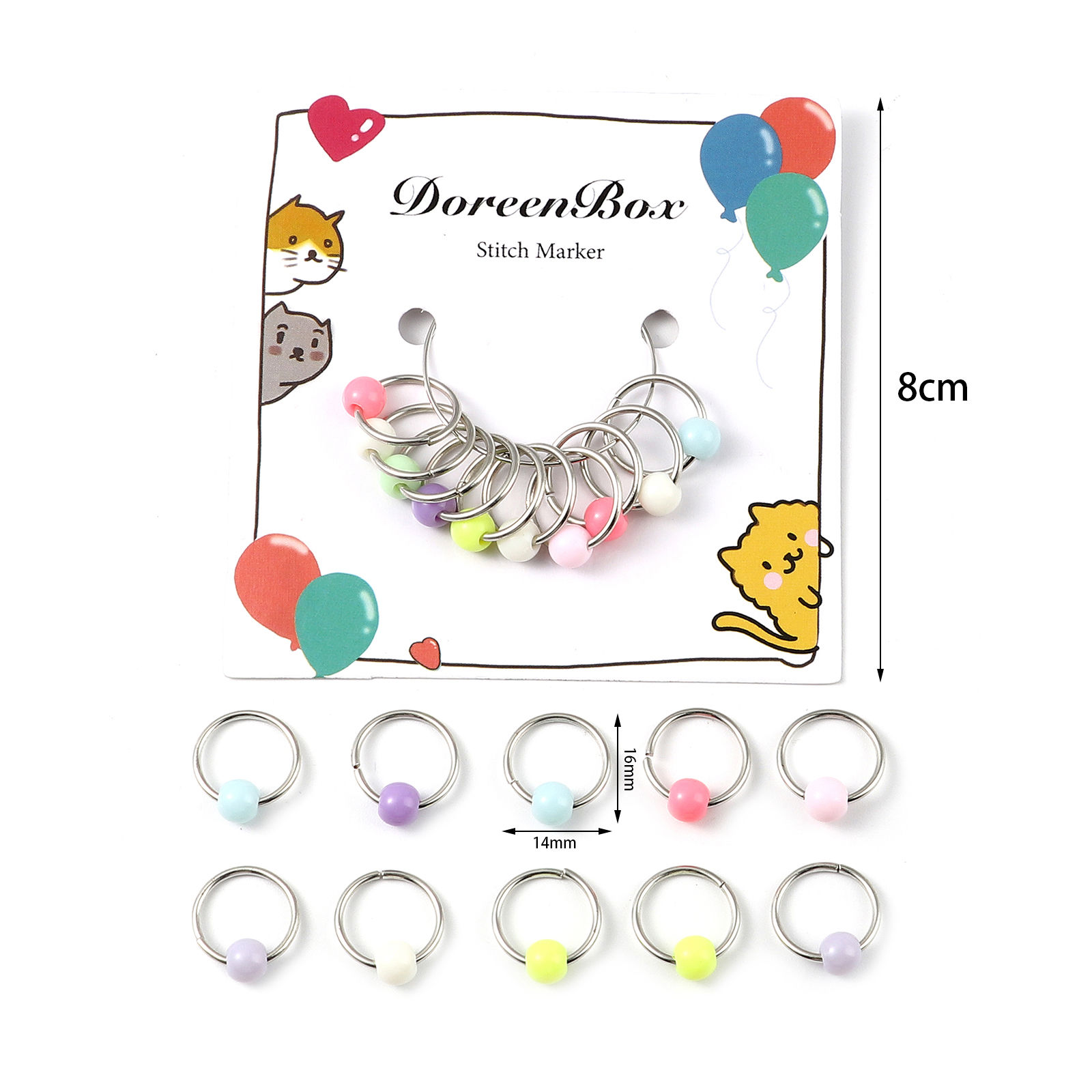 Picture of (doreenbox)Zinc Based Alloy Knitting Stitch Markers Circle Ring At Random Mixed 16mm x 14mm, 1 Set ( 10 PCs/Set)