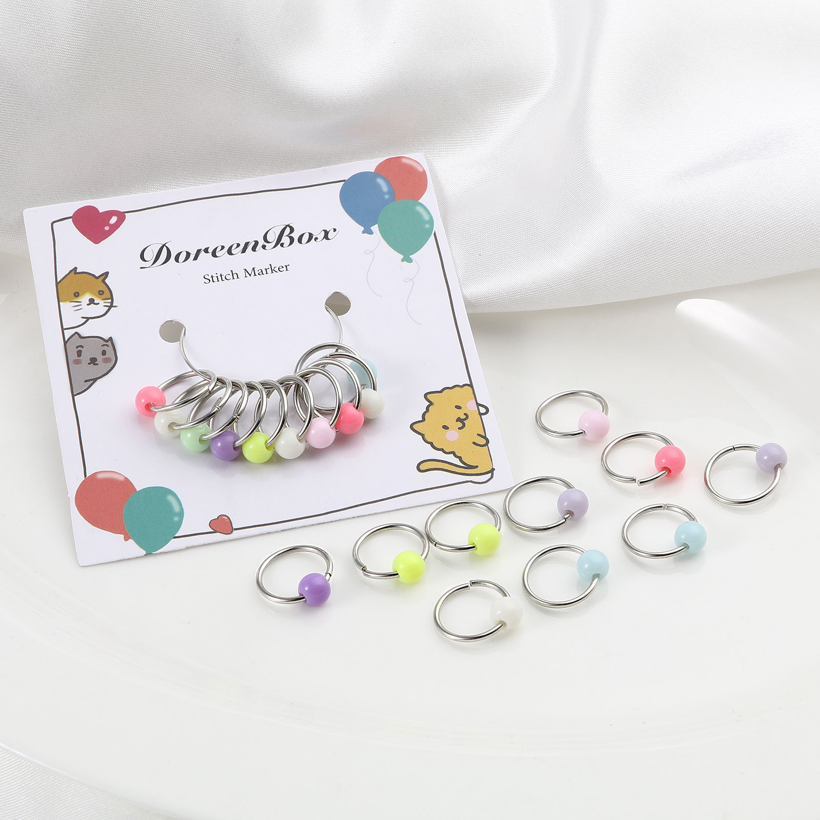 Picture of (doreenbox)Zinc Based Alloy Knitting Stitch Markers Circle Ring At Random Mixed 16mm x 14mm, 1 Set ( 10 PCs/Set)