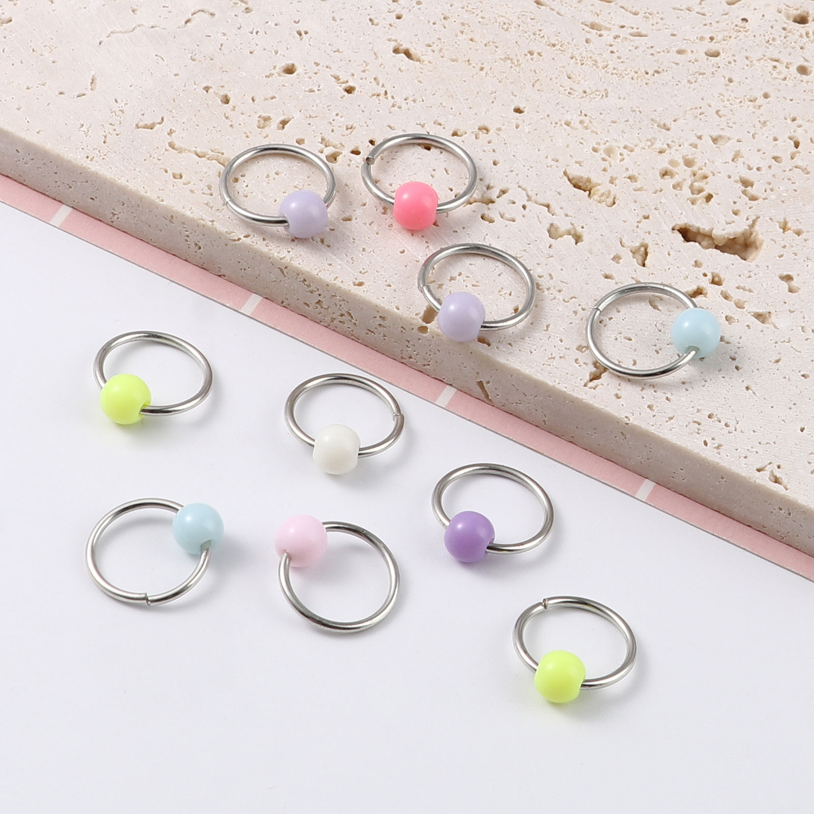 Picture of (doreenbox)Zinc Based Alloy Knitting Stitch Markers Circle Ring At Random Mixed 16mm x 14mm, 1 Set ( 10 PCs/Set)