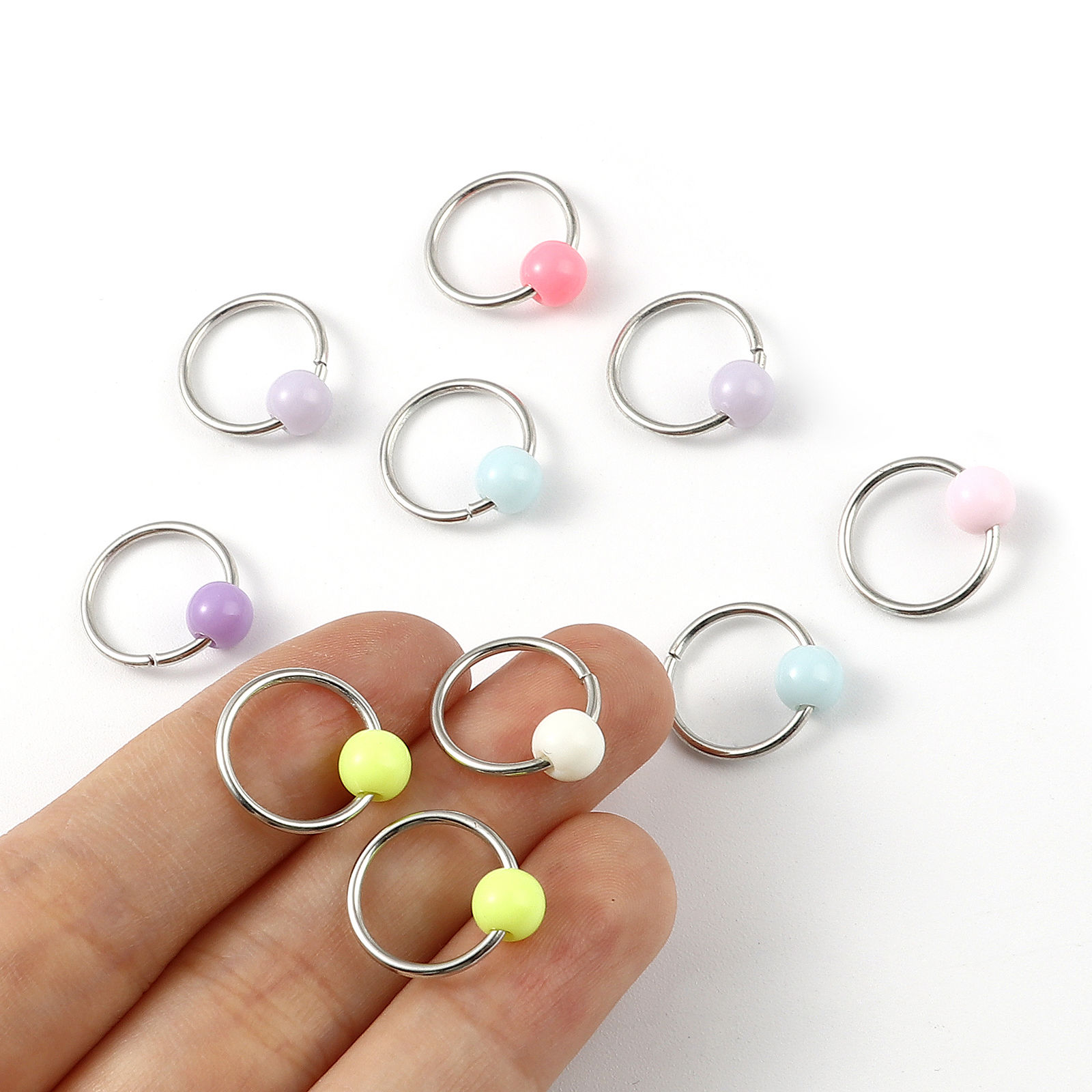 Picture of (doreenbox)Zinc Based Alloy Knitting Stitch Markers Circle Ring At Random Mixed 16mm x 14mm, 1 Set ( 10 PCs/Set)