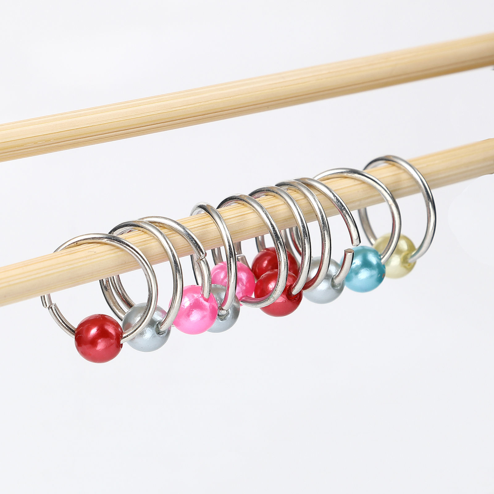 Picture of (doreenbox)Zinc Based Alloy Knitting Stitch Markers Circle Ring At Random Mixed Pearlized 16mm x 14mm, 1 Set ( 10 PCs/Set)