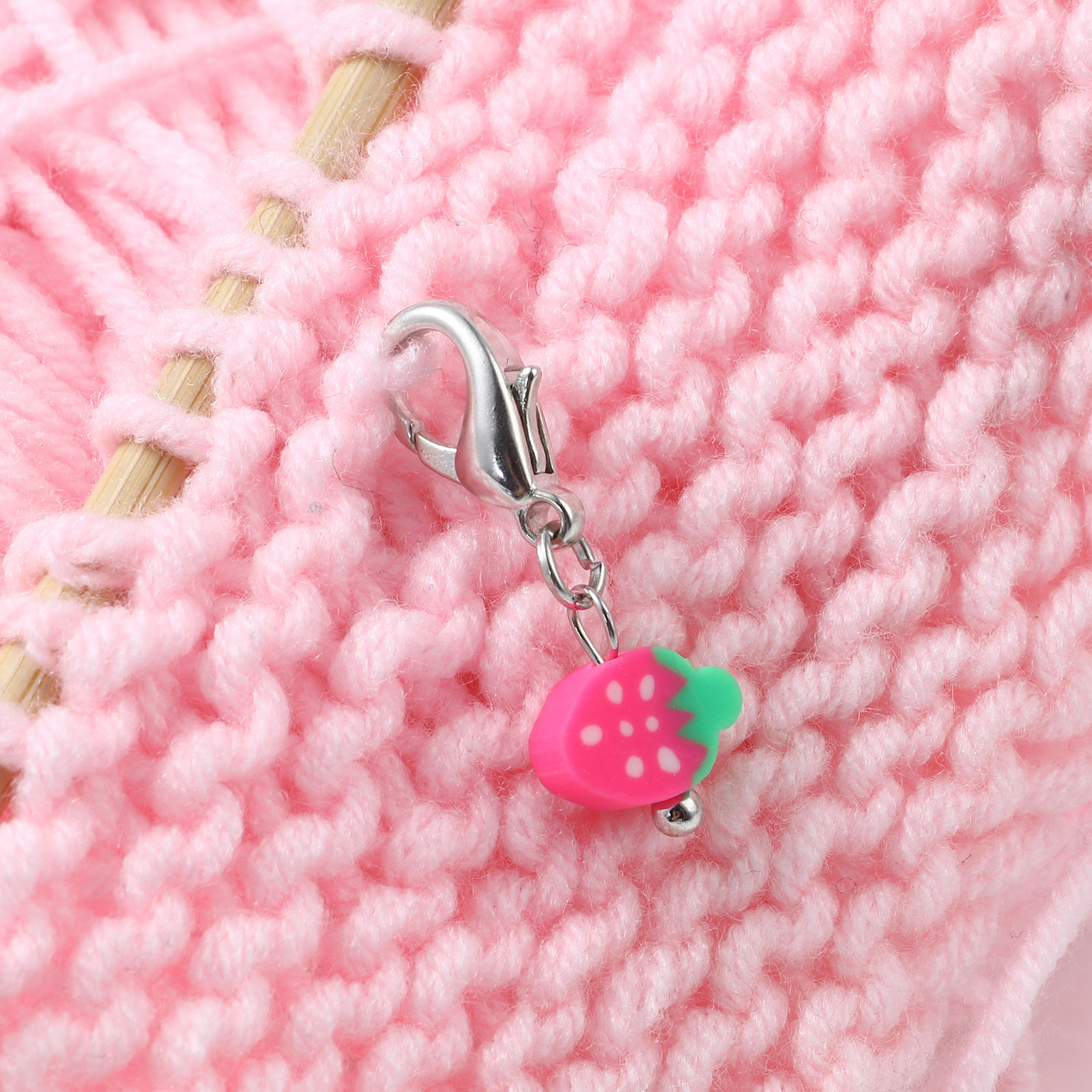 Imagen de Aleación de Zinc & Arcilla del Polímero Knitting Stitch Markers Fruta Al Azar 32mm, 1 Juego ( 6Unidades/Juego)