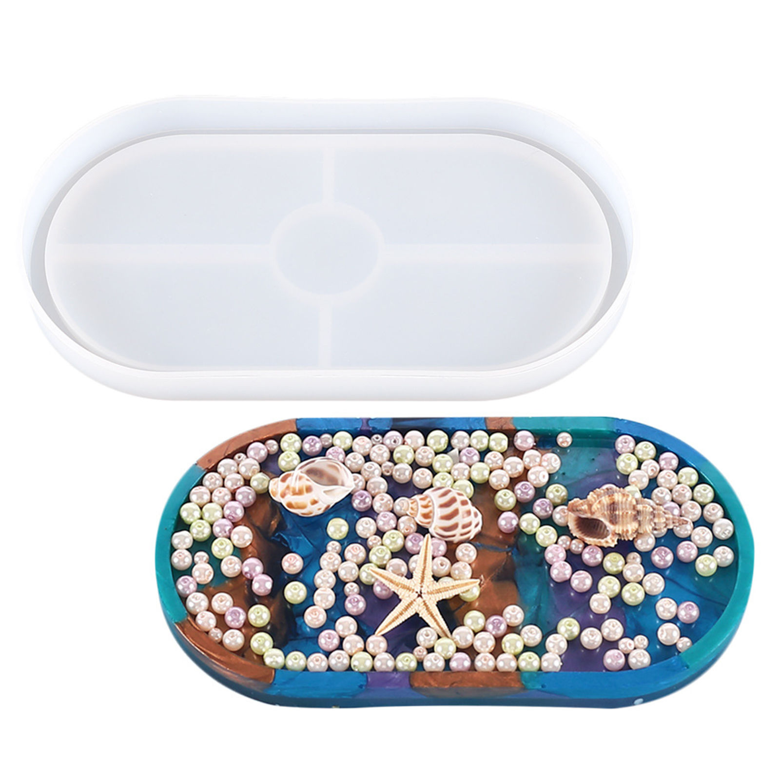 Picture of Silicone Resin Mold For Jewelry Making Coaster Oval White 18cm x 9.5cm, 1 Piece