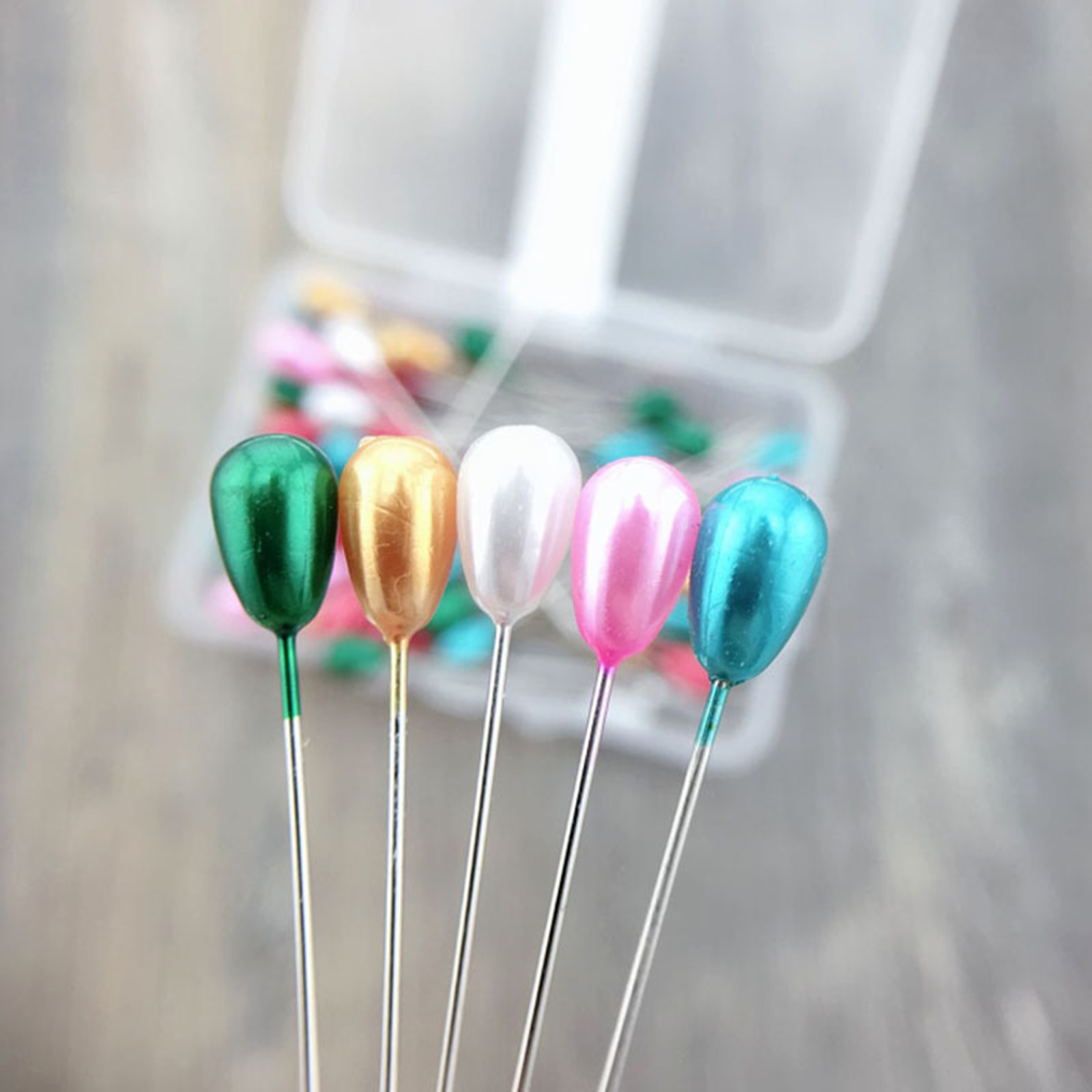 Picture of 1 Box ( 100 PCs/Box) Zinc Based Alloy Sewing Positioning Pin At Random Color 55mm
