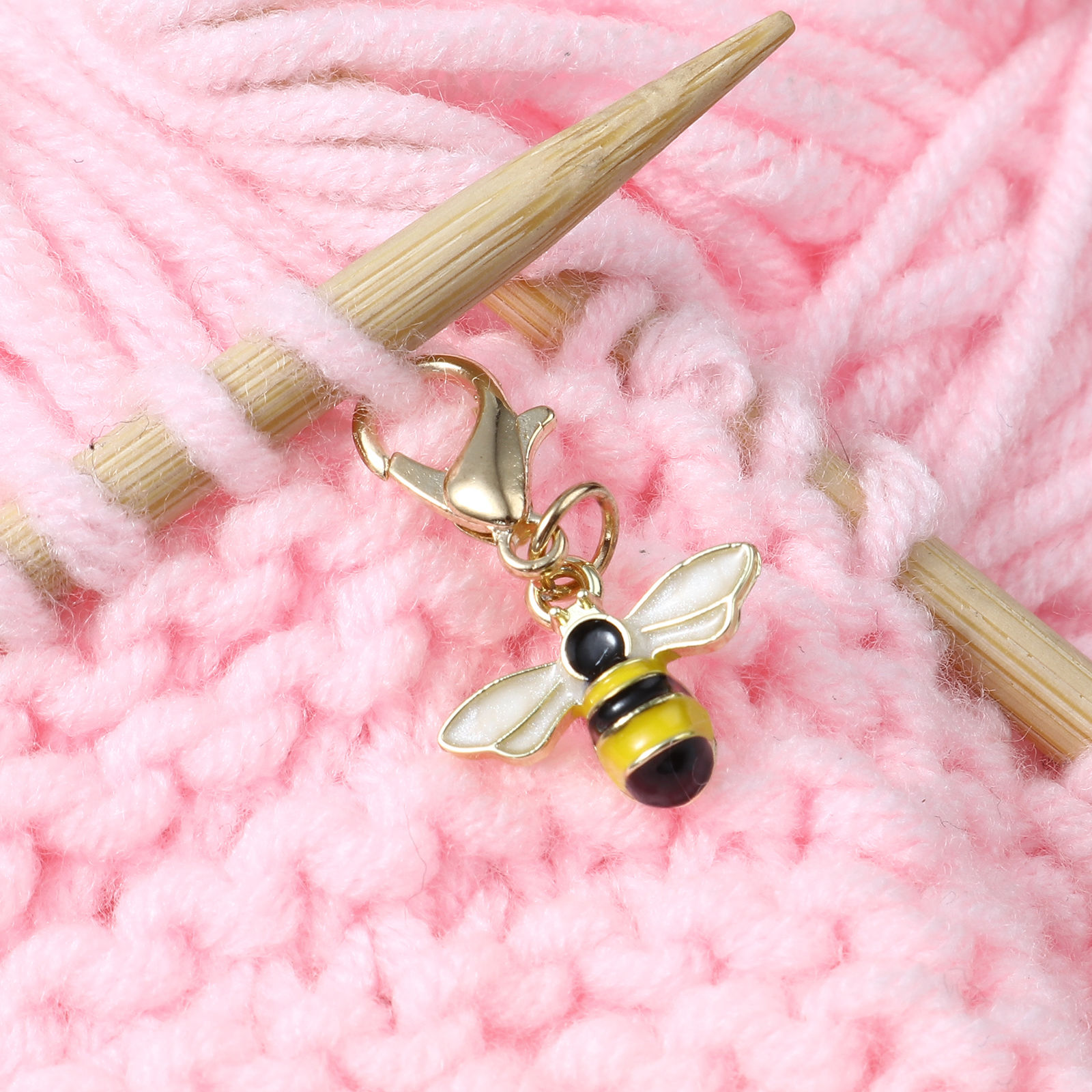 Image de Marqueur de Maille Insecte en Alliage de Zinc Doré Multicolore Abeille Émail 28mm x 11mm, 1 Kit ( 5PCs/Kit)