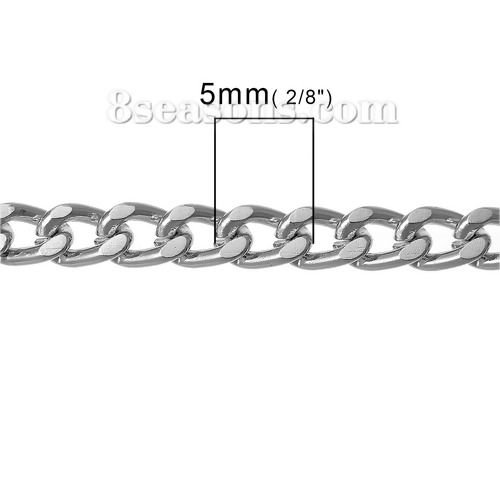 Bild von Aluminium Offen Panzerkette Kette Silberfarben 5mm x3.5mm, 5 Meter