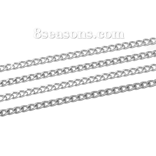Bild von Aluminium Offen Panzerkette Kette Silberfarben 5mm x3.5mm, 5 Meter