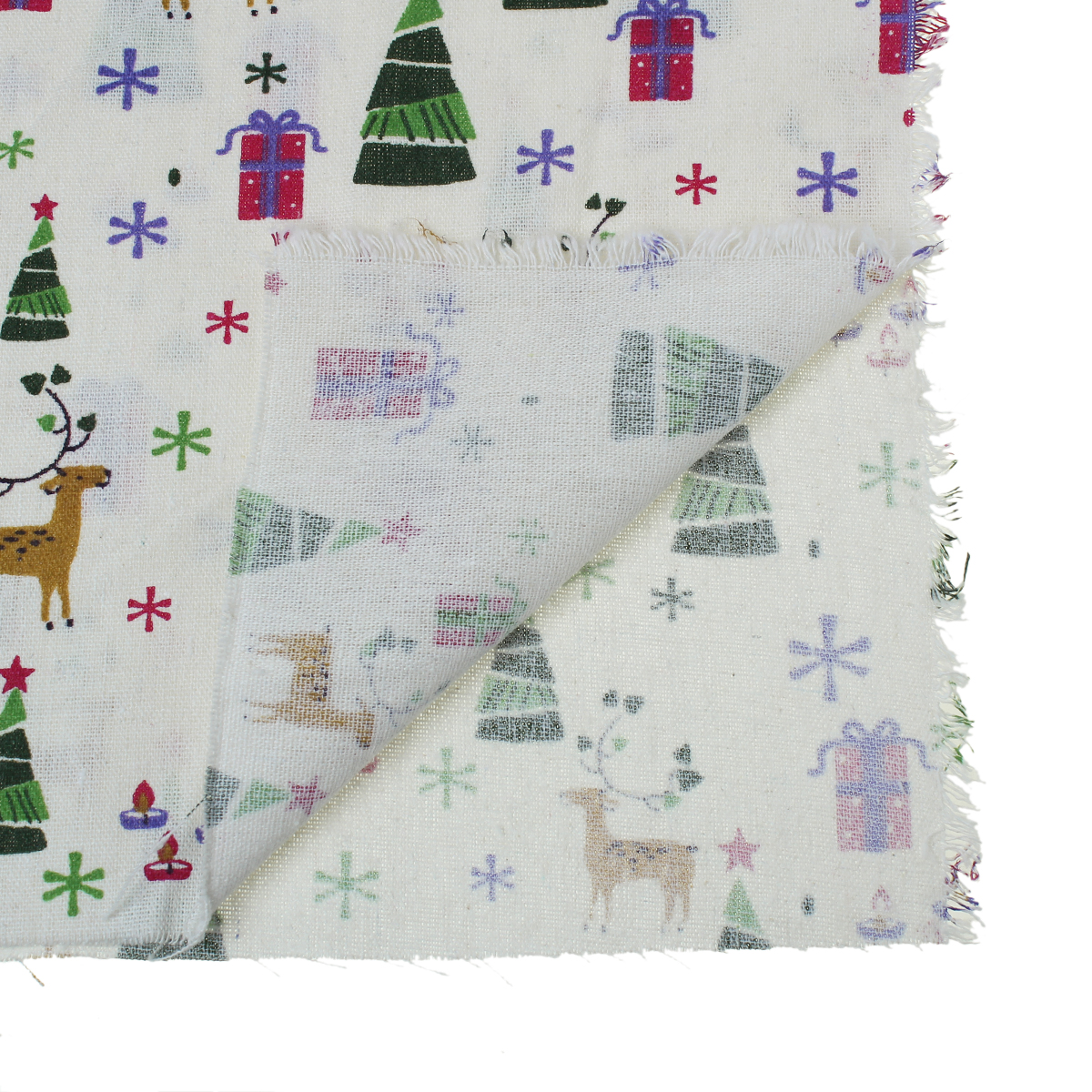 Picture of Christmas Cotton & Linen Fabric White Mixed Pattern 150cm x100cm(59" x39 3/8"), 1 M