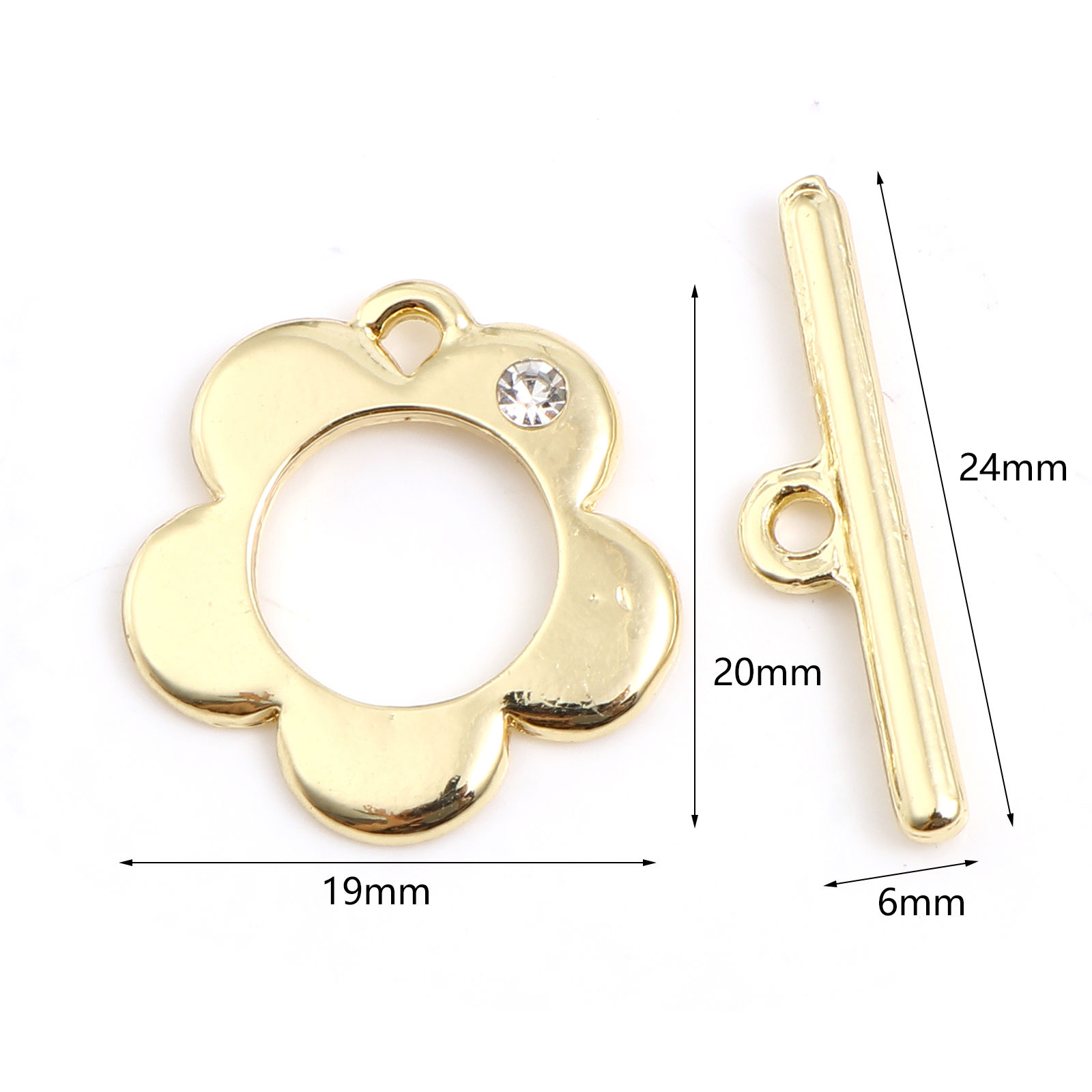 Imagen de Zamak Cierres de Palanca Oro Real Chapado Flor 24mm x 6mm 20mm x 19mm, 5 Juegos ( 2 Unidades/Juego)