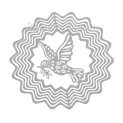 Picture of 304 Stainless Steel Filigree Stamping Embellishments Findings, Round Silver Tone, Hollow Pigeon Carved 50mm(2") x 49mm(1 7/8"), 10 PCs