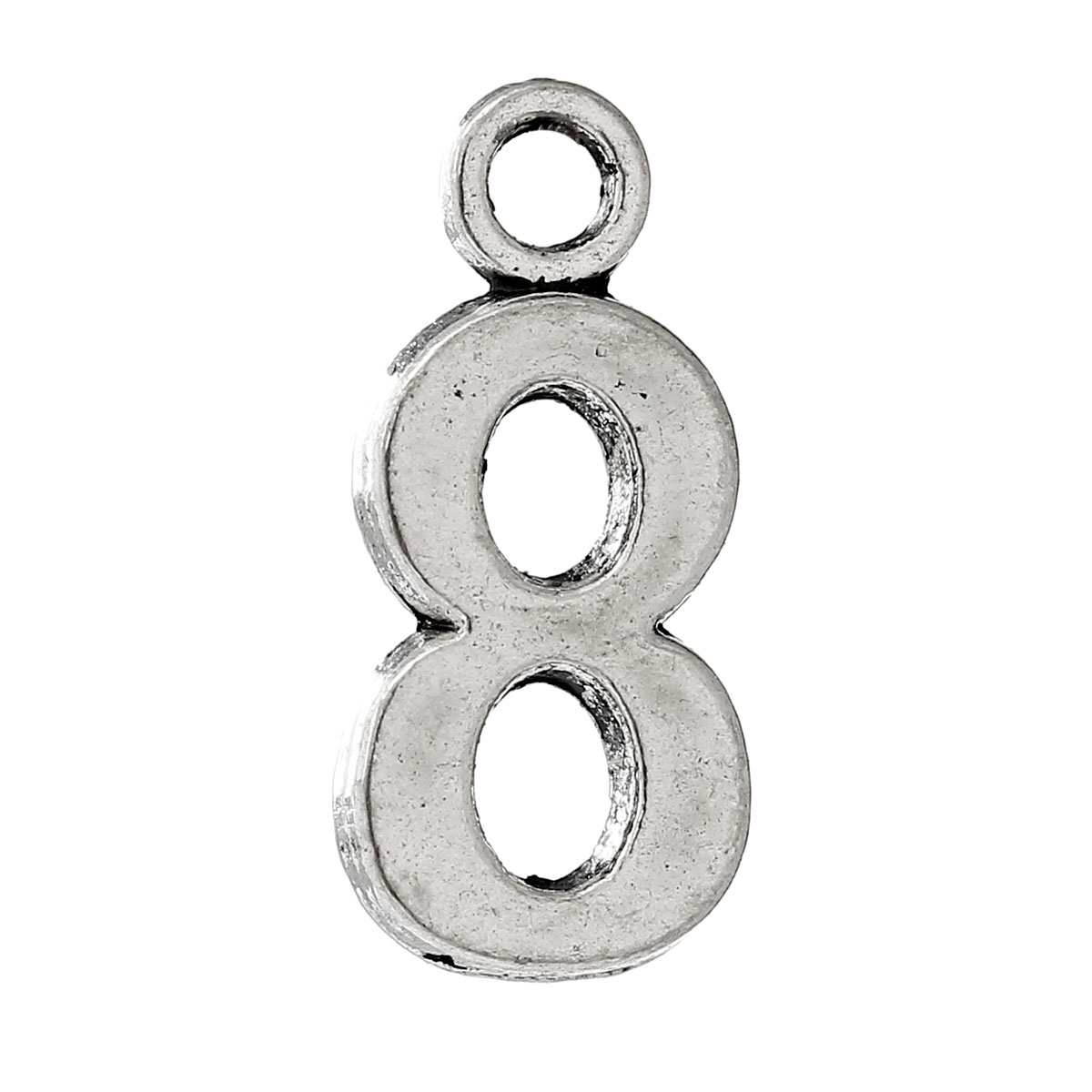 Picture of Zinc Metal Alloy Charms Number " 8 " Antique Silver Color 15mm( 5/8") x 7mm( 2/8"), 50 PCs
