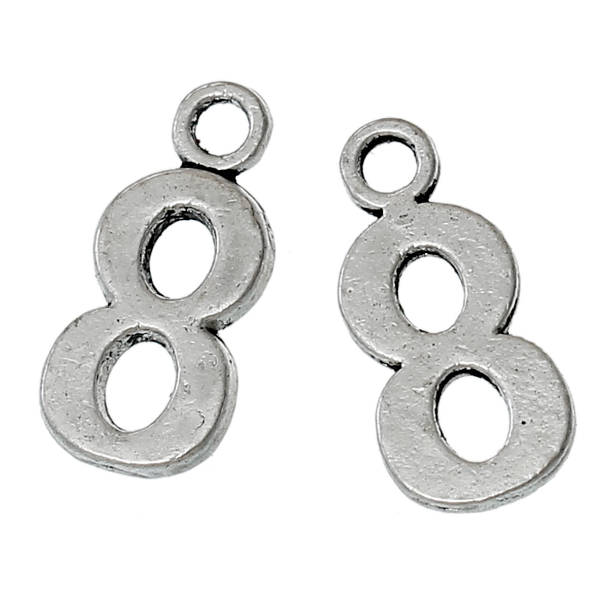 Picture of Zinc Metal Alloy Charms Number " 8 " Antique Silver Color 15mm( 5/8") x 7mm( 2/8"), 50 PCs