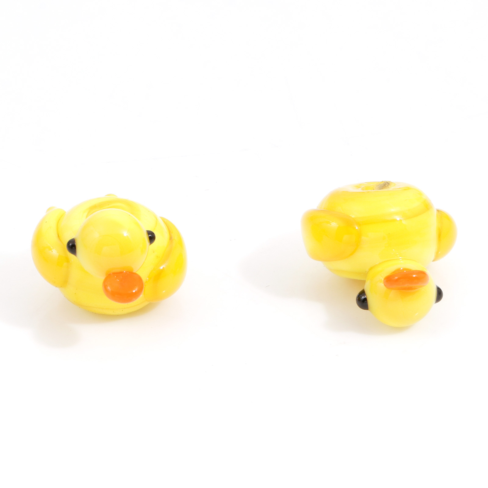 Picture of Lampwork Glass Beads Duck Animal Yellow About 21mm x 15mm - 17mm x 16mm, Hole: Approx 2mm, 2 PCs
