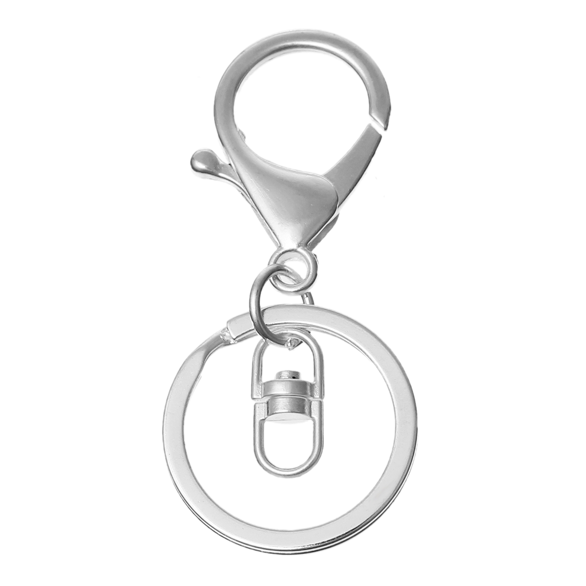 Picture of Iron Based Alloy Keychain & Keyring Swivel Clasp Silver Plated 69mm x 30mm, 10 PCs