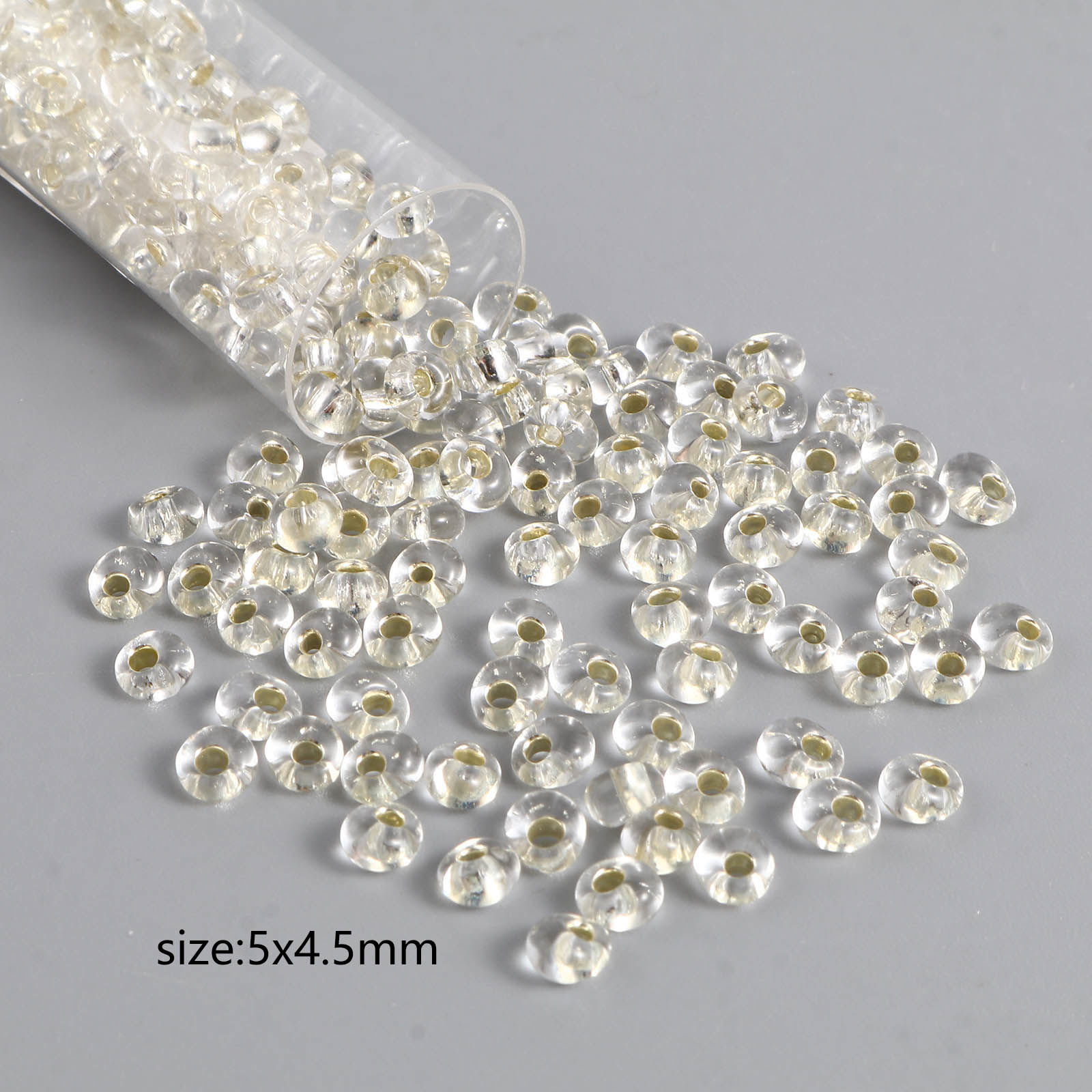 Bild von Glas Rocailles Perlen Hell Champagner Oval 5mm x 4.5mm, Loch: 1.5mm, 1 Flasche