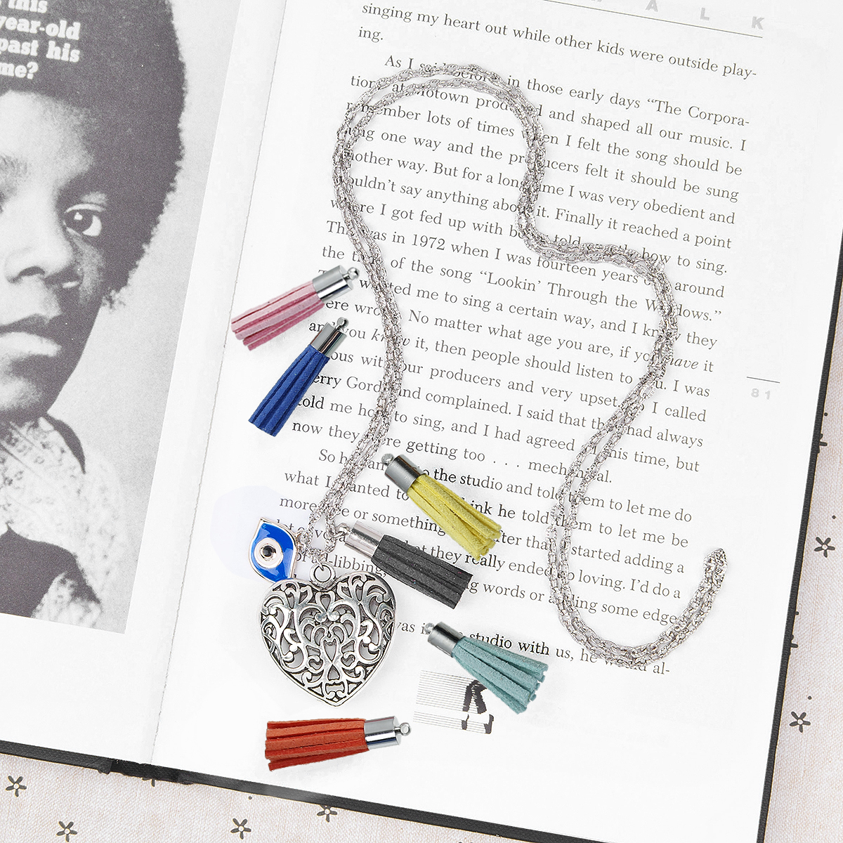 Picture of New Fashion Link Cable Chain Textured Antique Silver Color Heart Evil Eye Pendant Necklace With Terylene Tassel At Random 86cm(33 7/8") long, 1 Piece