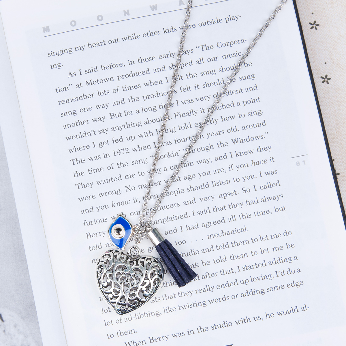 Picture of New Fashion Link Cable Chain Textured Antique Silver Color Heart Evil Eye Pendant Necklace With Terylene Tassel At Random 86cm(33 7/8") long, 1 Piece
