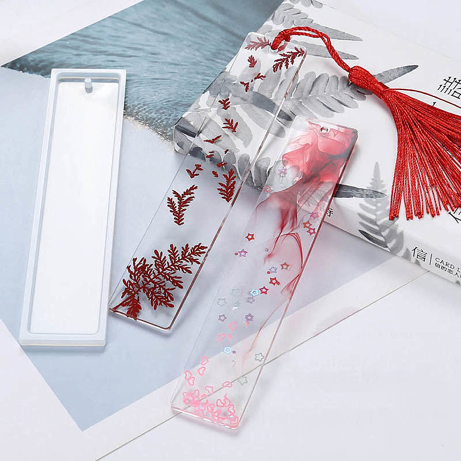 Picture of Silicone Resin Mold For Jewelry Making Bookmark White 14cm x 2.7cm, 2 PCs