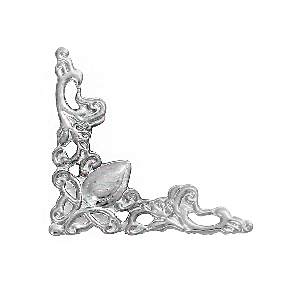 Picture of 100 PCs Iron Based Alloy Filigree Stamping Embellishments Triangle Silver Tone Hollow 22mm x 22mm